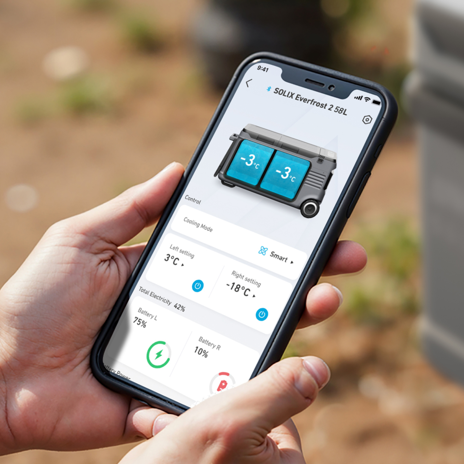 Glacière électrique SOLIX Everfrost 2 d'Anker 58&nbsp;L avec batterie à brancher 288&nbsp;Wh - Gris