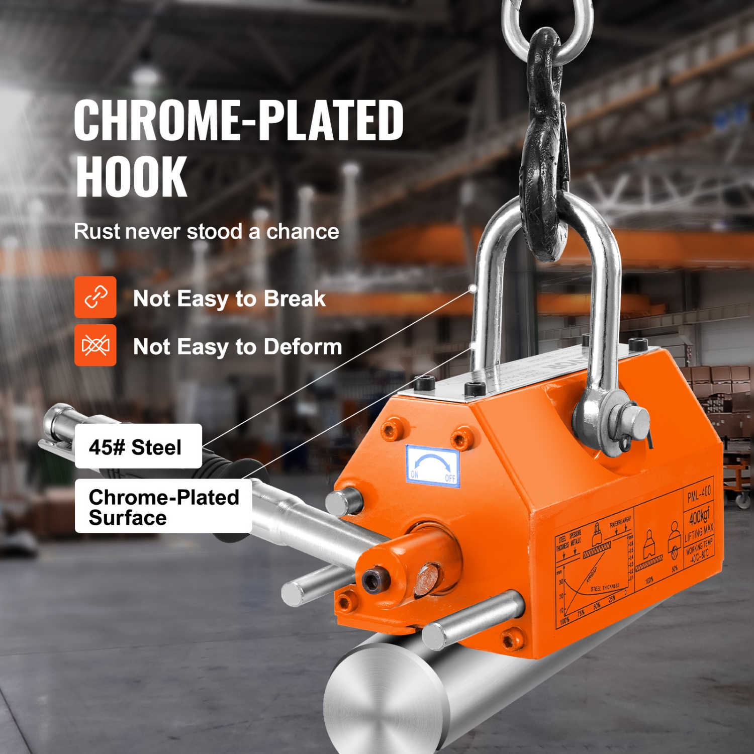 VEVOR 880 lbs/400 kg Pulling Capacity Magnetic Lifter,2.5 Safety Factor,Neodymium & Steel, Lifting Magnet with Release, Permanent Lift Magnets, for