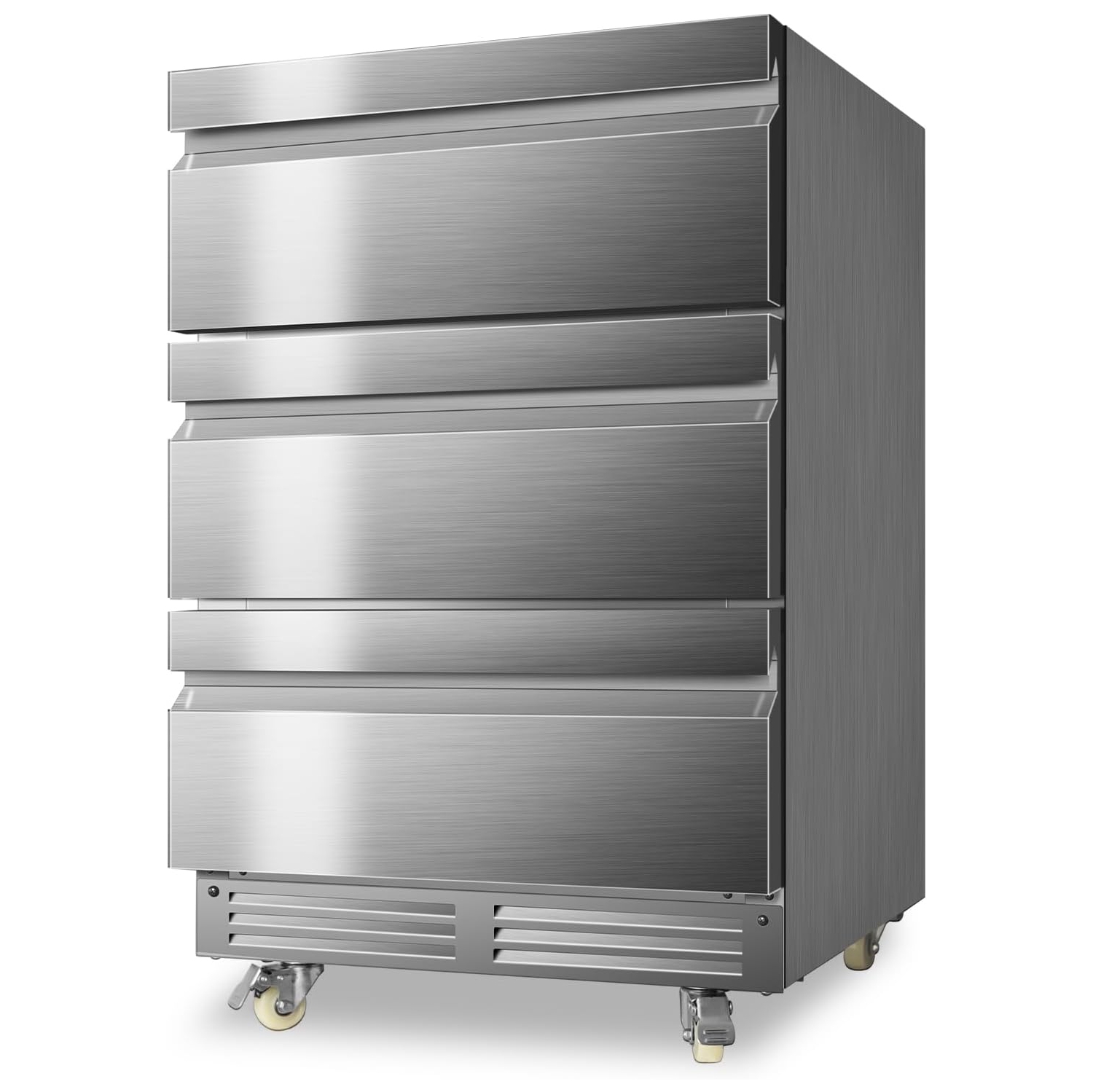 Velieta 24 Inch Upgraded Three-Drawer Beverage Fridge, Weather Proof Outdoor Stainless Steel Beverage Refrigerator, Under Counter Built-in Beverage