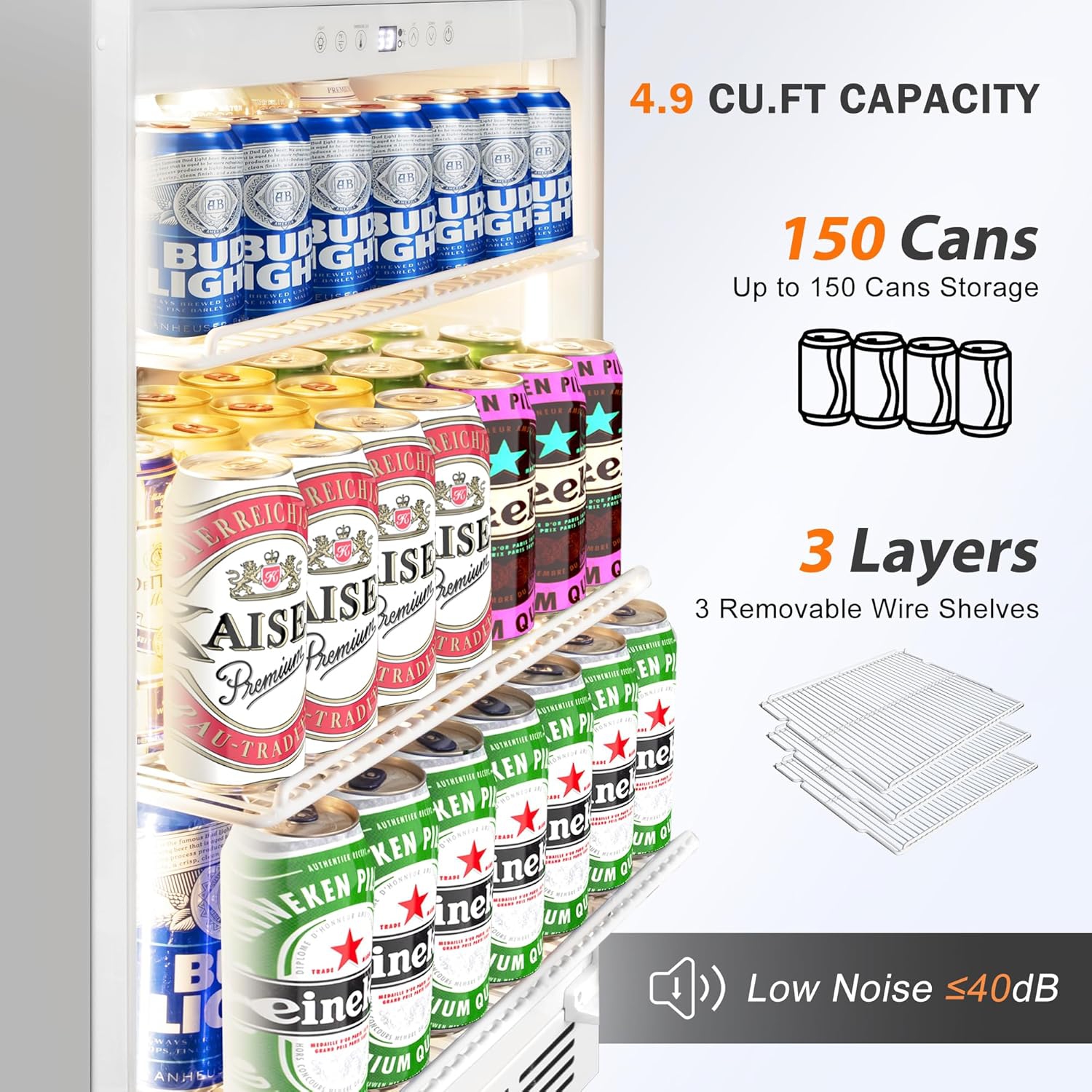 Velieta Beverage Refrigerator 24 Inch Drink Fridge Beer Fridge 150 Cans Beverage Cooler Under Counter Refrigerator Drink Cooler Undercounter Outdoor