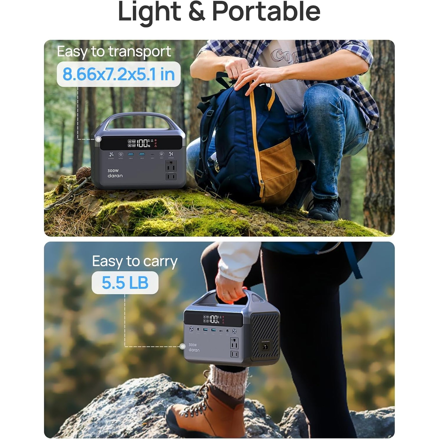 DaranEner Portable Power Station 300W - Black