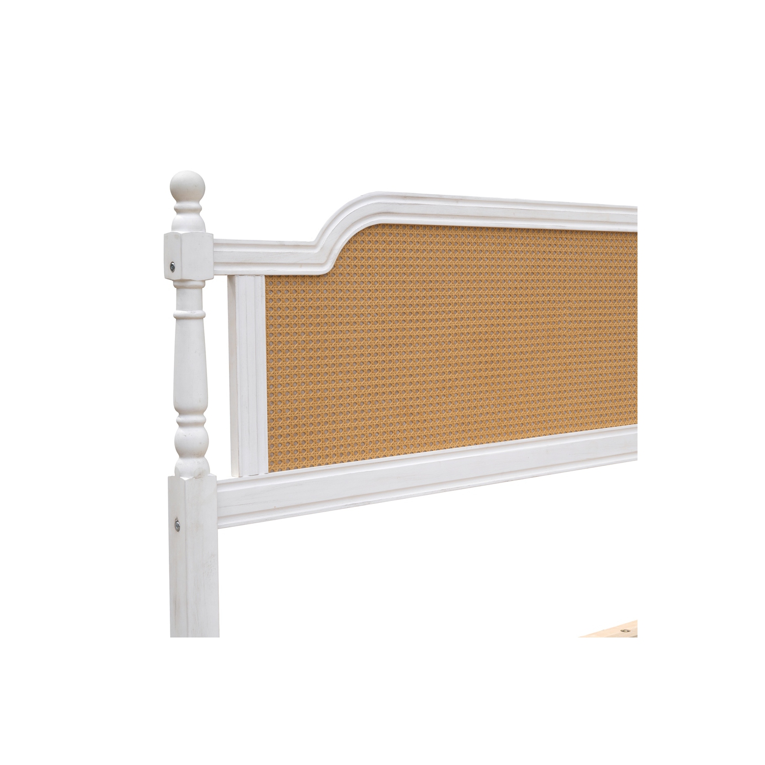 Cadre de grand lit de style traditionnel en rotin Kepooman - Blanc