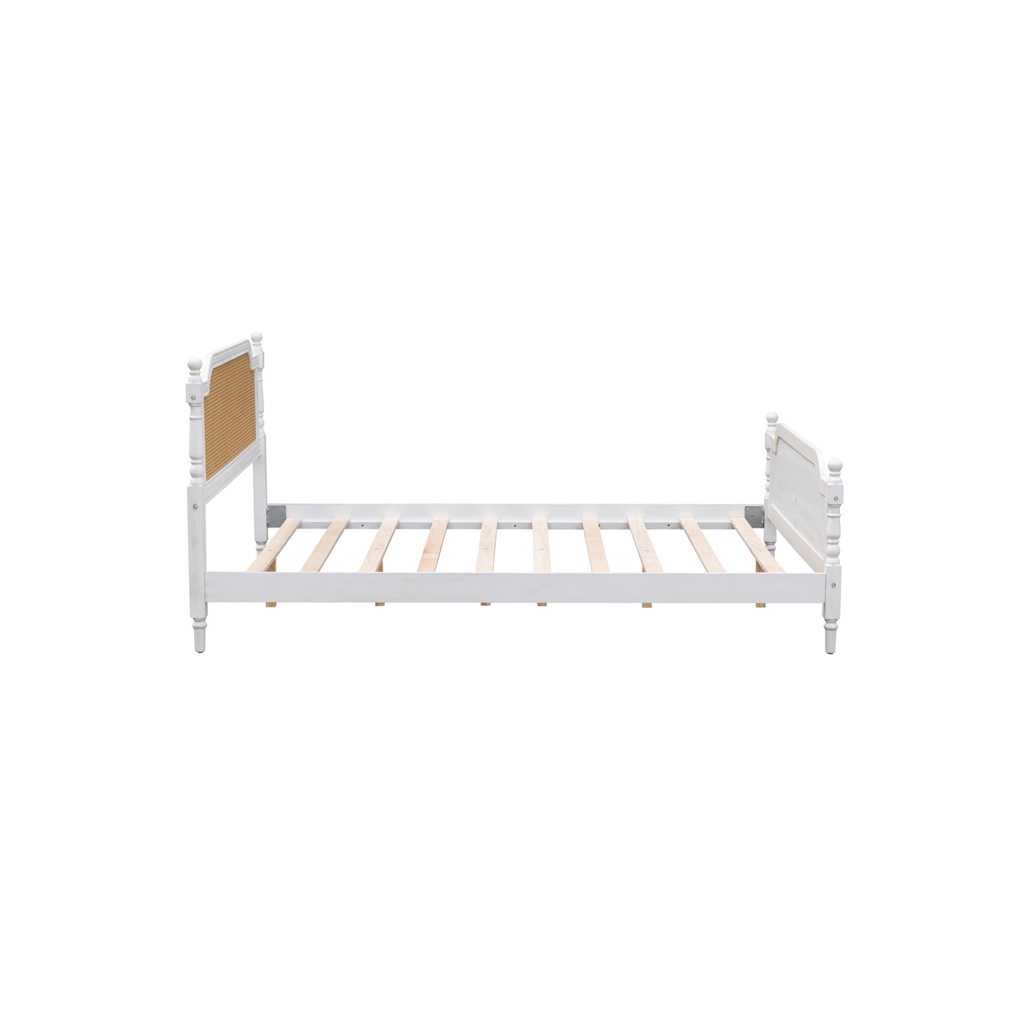 Cadre de très grand lit de style traditionnel en rotin Kepooman - Blanc