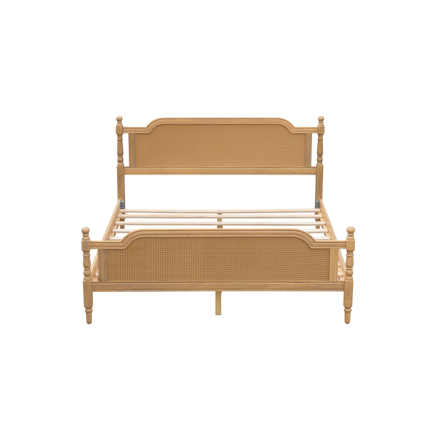 Kepooman Traditional Style Rattan King Size Bed Frame - Antique Walnut