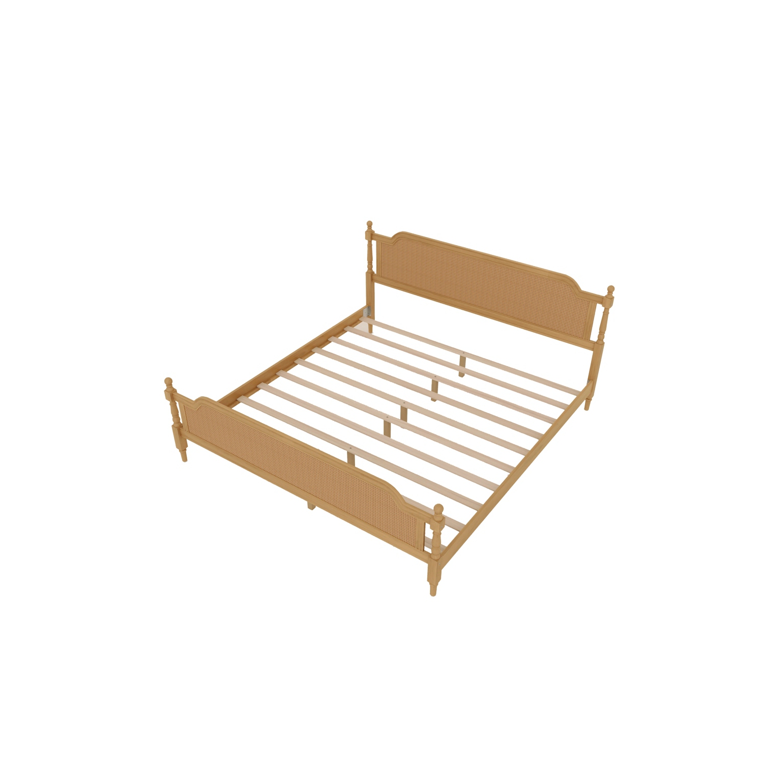 Kepooman Traditional Style Rattan King Size Bed Frame - Antique Walnut