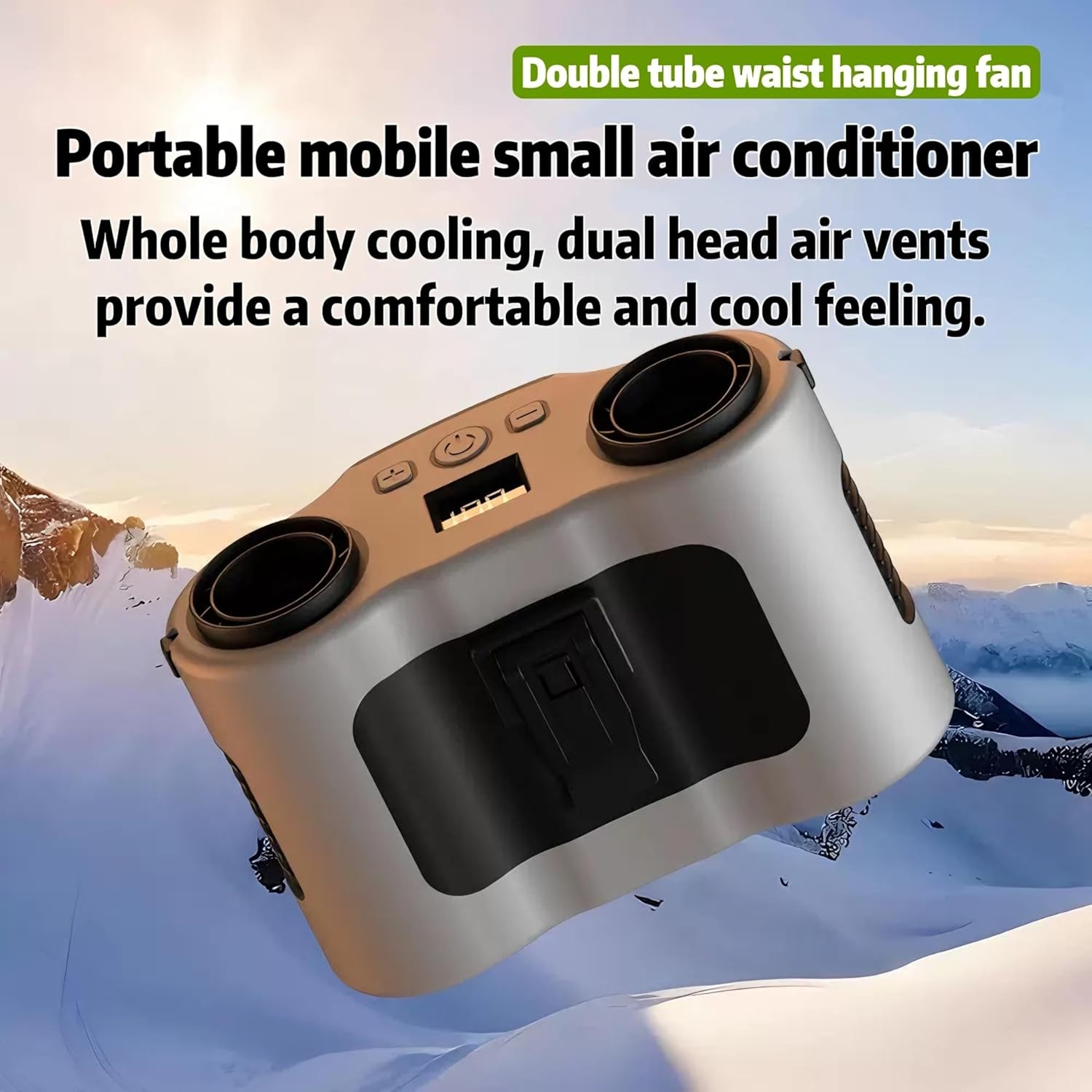 25 new waist-hanging fan, long-life outdoor camping fan, high-wind power construction site portable mini waist-hanging fan - gray