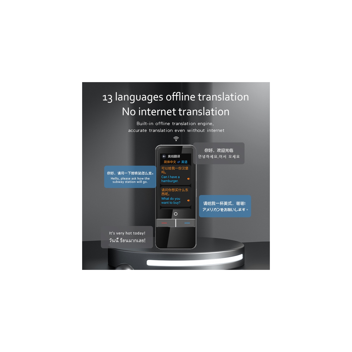 Accurate offline translator, intelligent voice translator, recording translation pen, oral training - F6 blue 3 inches 139 languages ​​online + 18