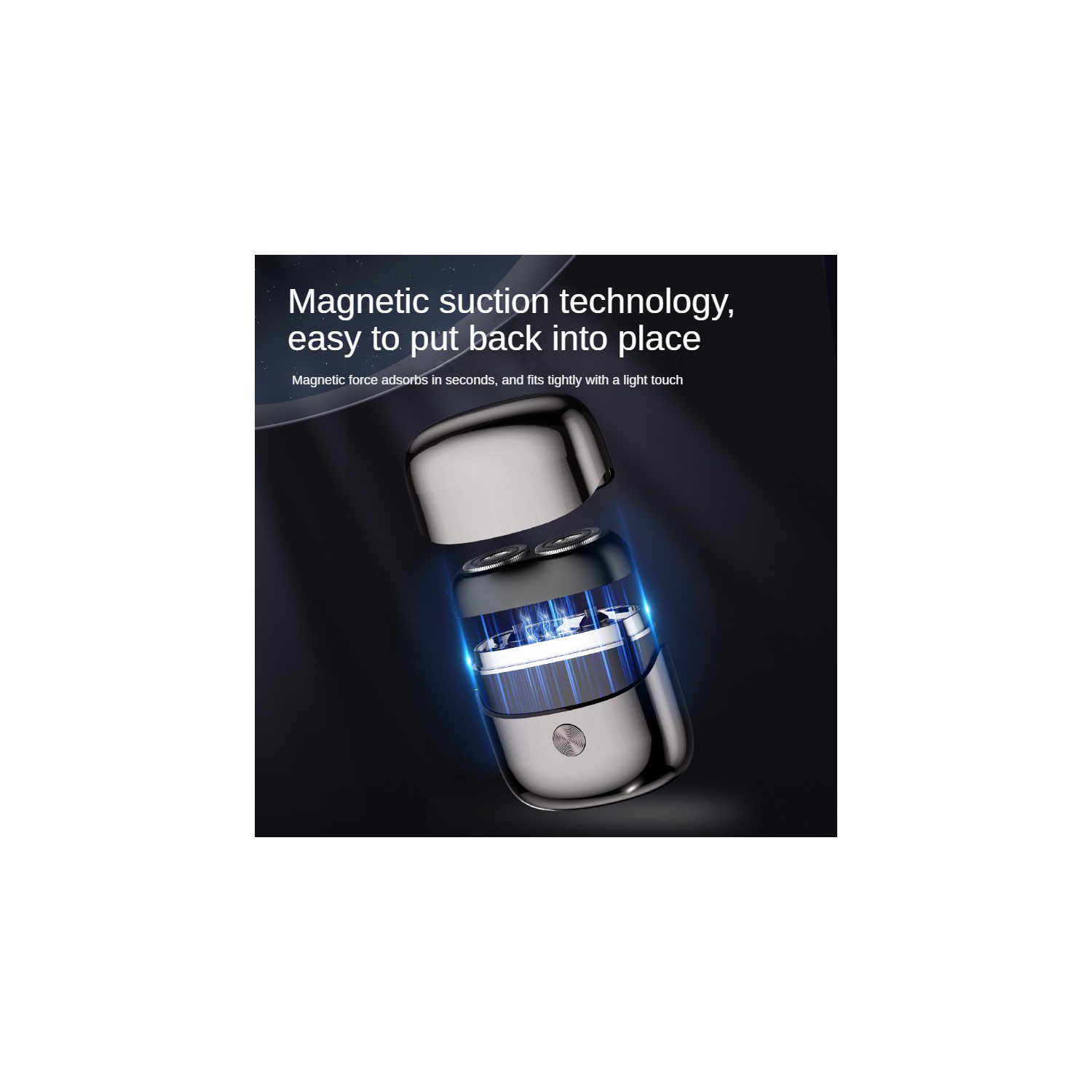 New mini electric shaver, full body washable double-head magnetic beard razor, home portable men's razor -silvery white