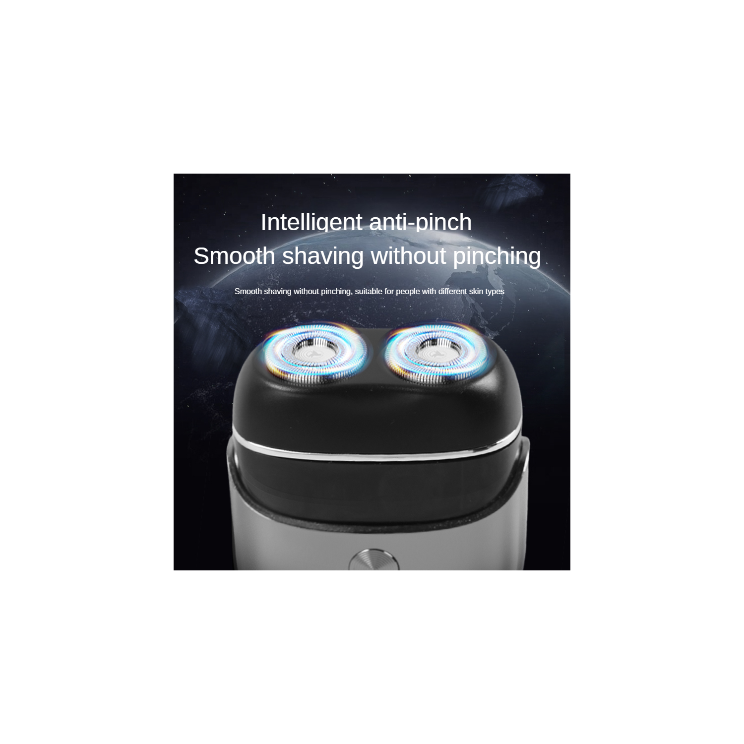 New mini electric shaver, full body washable double-head magnetic beard razor, home portable men's razor -silvery white