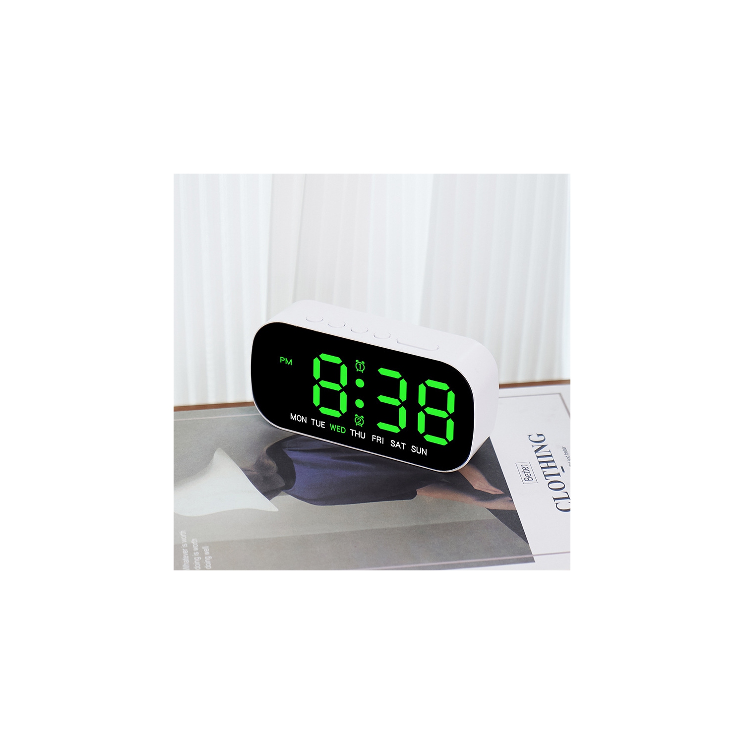 Horloge électronique très populaire, réveil multifonction simple, horloge numérique LED, deux ensembles de réveille-matin avec date - bleu