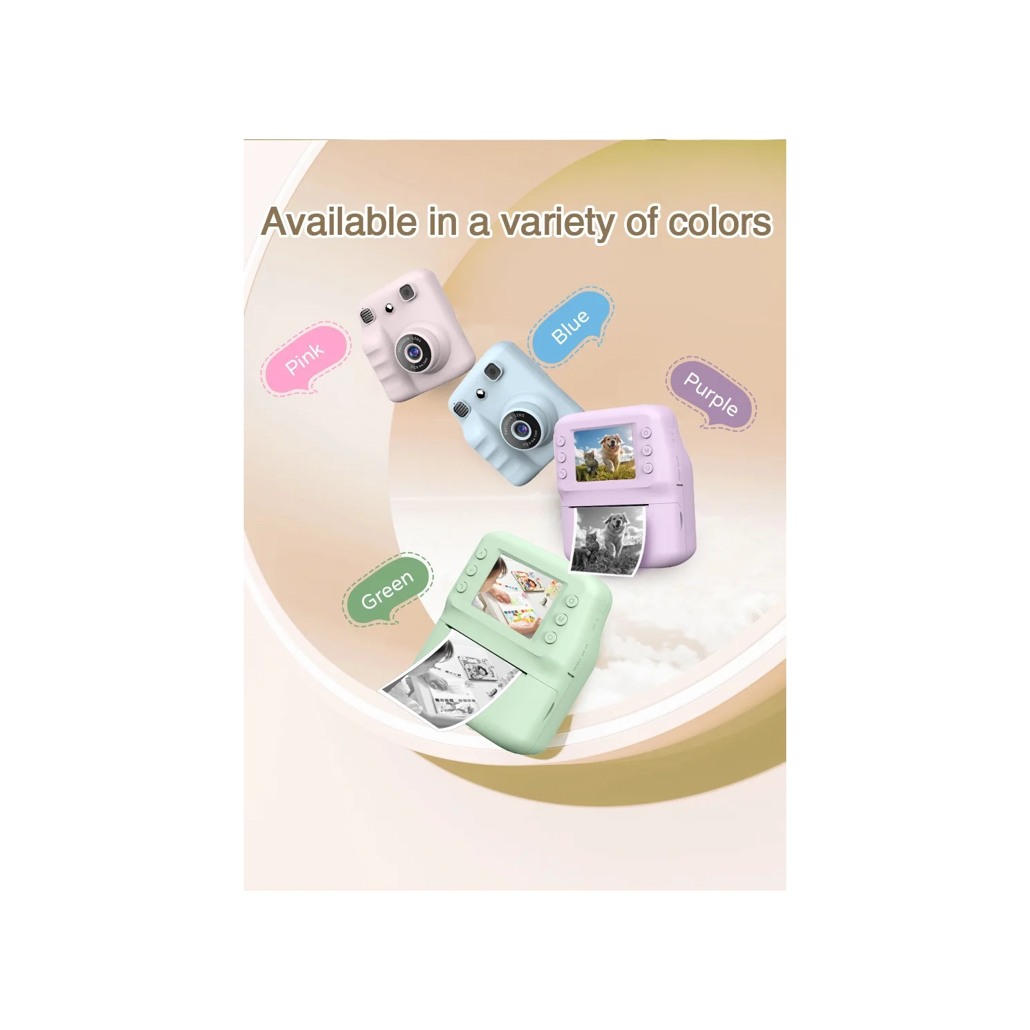 New Polaroid Camera Portable Thermal Printing Camera Children's Day Gift Green [32G High Configuration Contains 1 Roll of Black and White Printing