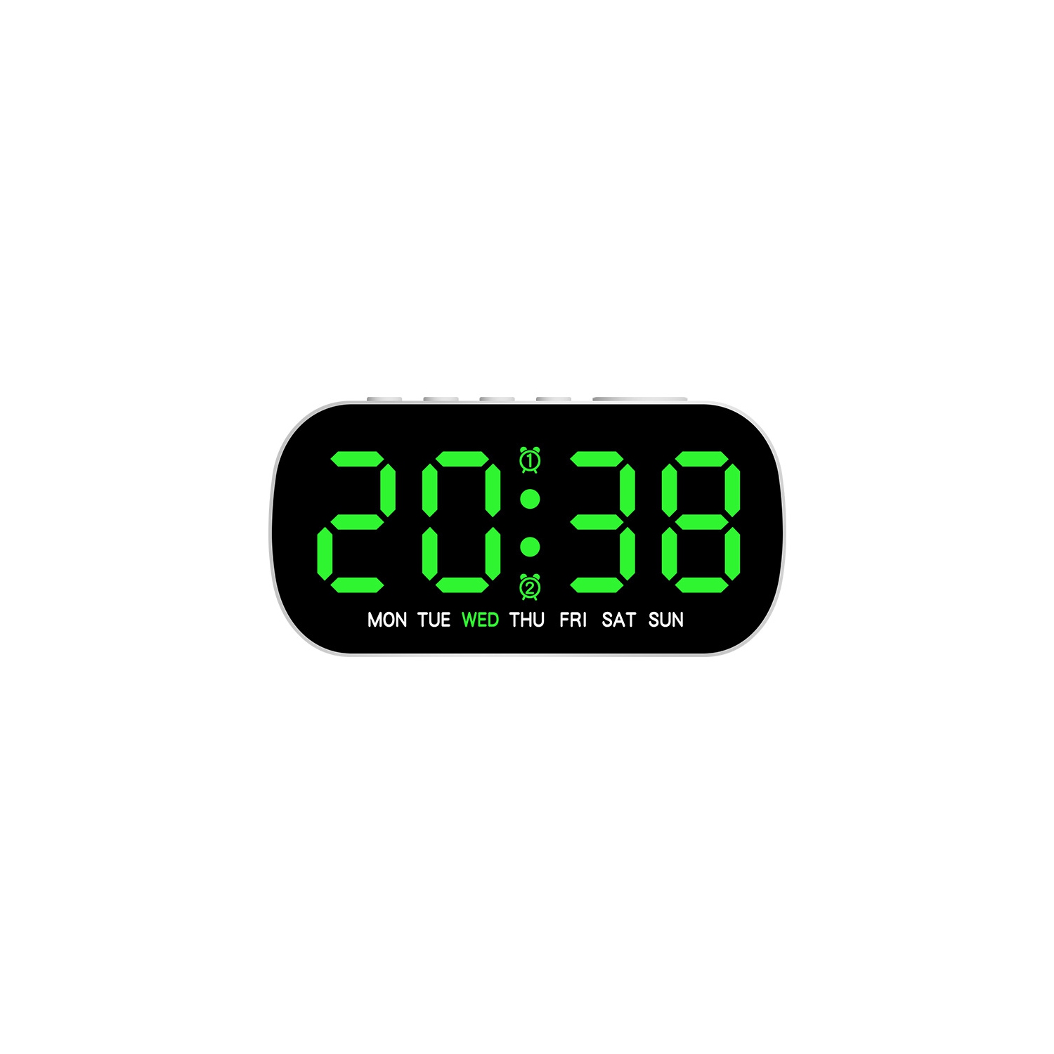 Horloge électronique très populaire, réveil multifonction simple, horloge numérique LED, deux ensembles de réveille-matin avec date - vert