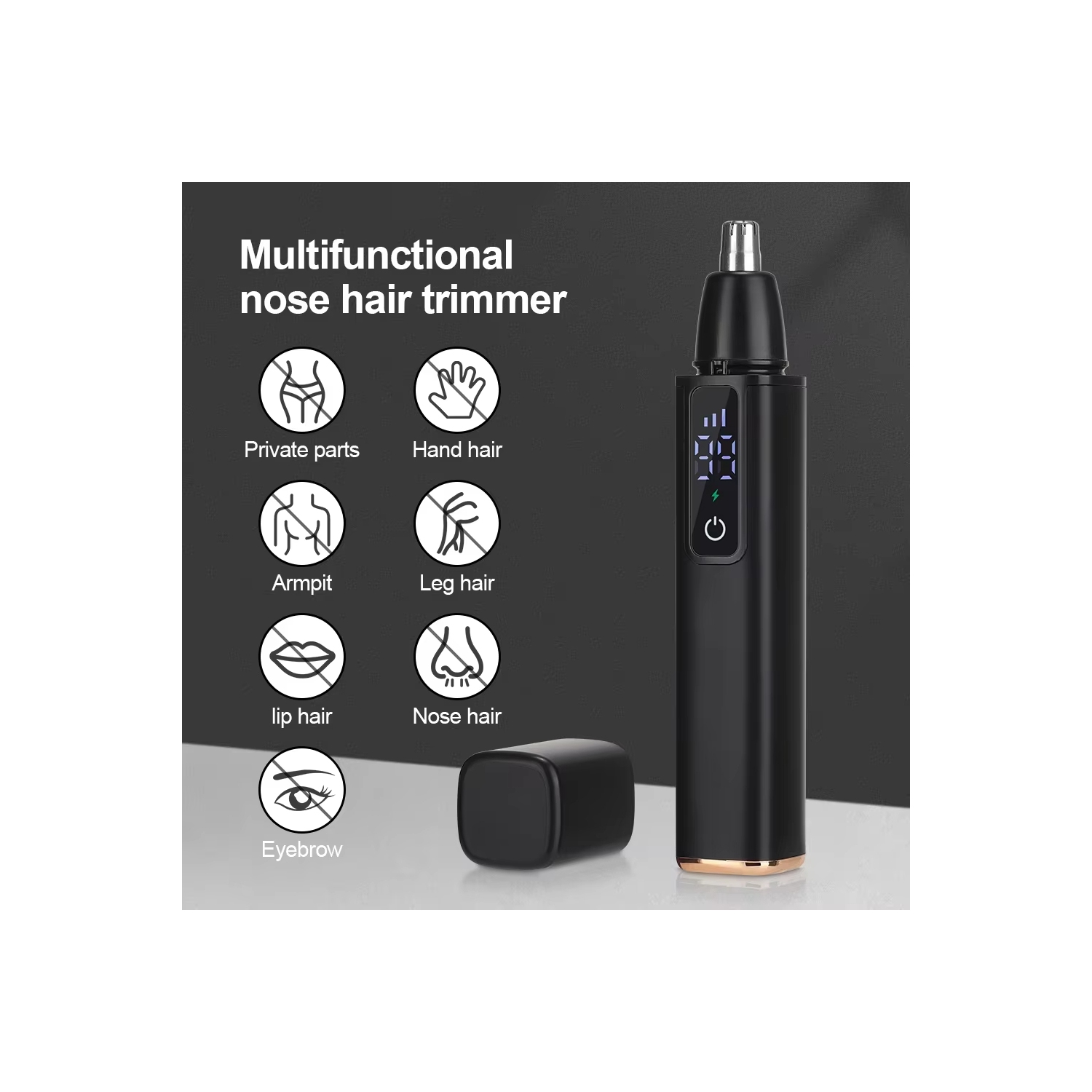 Hot sale electric nose hair trimmer, rechargeable nose hair scissors and eyebrow trimmer, nose hair tool for men and women - high-end silver [digital