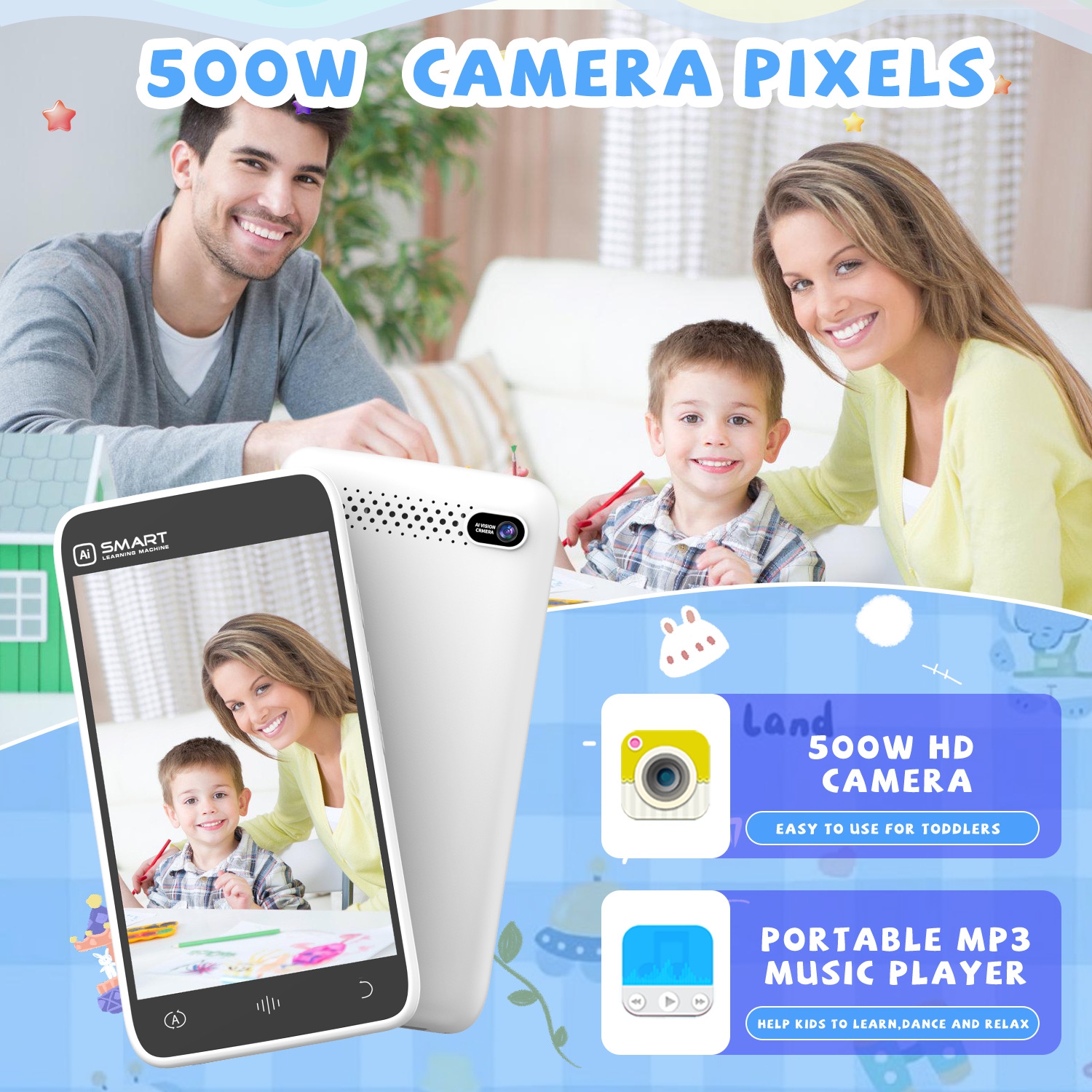 Kids Smartphone Camera Gift for 3-12 Years Old Boys and Girls, 3.97 Inch Touch Screen Learning Toy - Kids Phone with 200+ Learning Games 5MP, Great