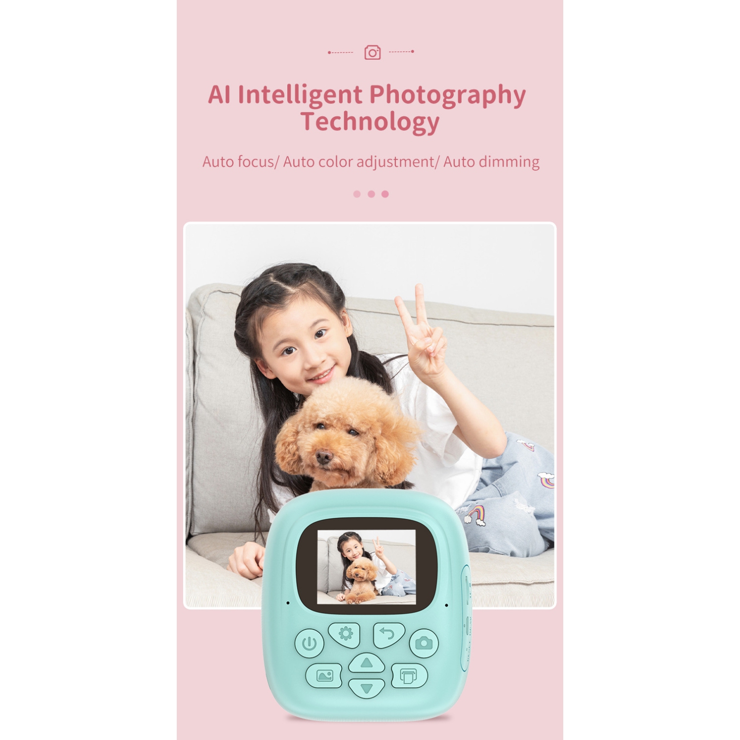 Nouveau dessin animé intelligent appareil photo pour enfants impression thermique instantanée numérique petit appareil photo reflex numérique jouet