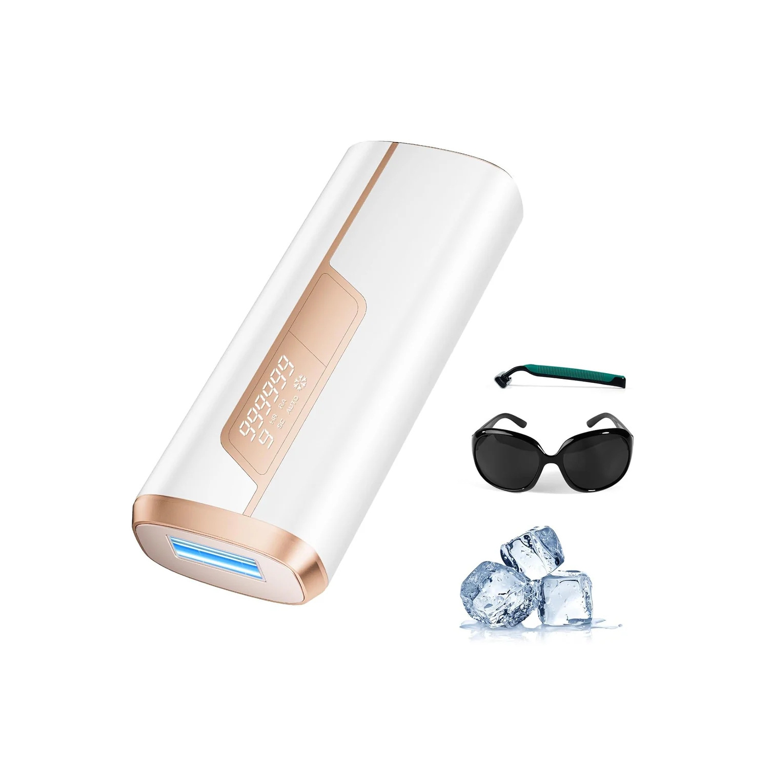 Ice Cooling Laser Hair Removal pour femmes et hommes, IPL Permanent Hair Removal Device, indolore Hair Removal pour visage Armpits Legs Brms Bikini