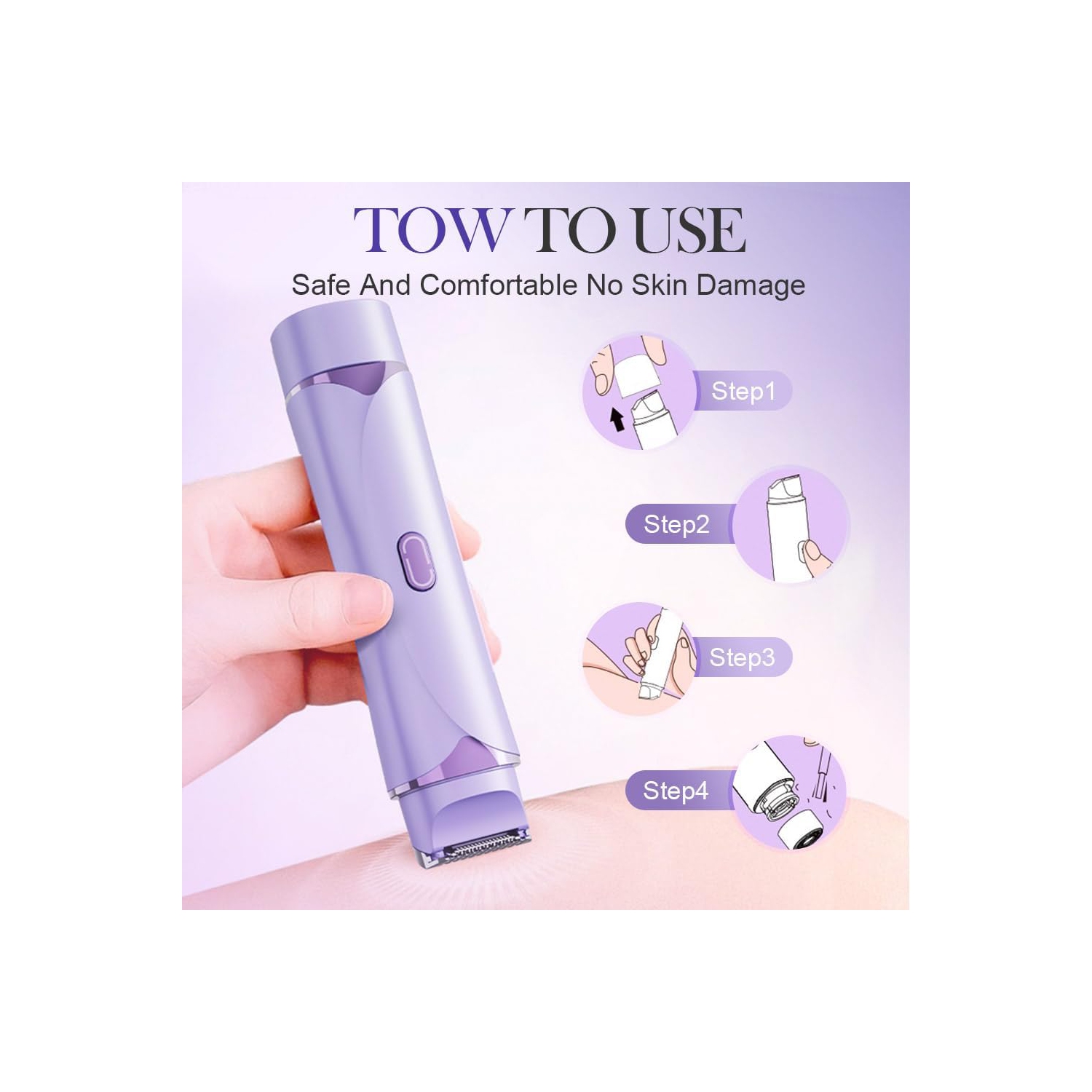 Rasoir électrique pour femmes,Rasoir pour femme à deux têtes,Tondeuse bikini rechargeable pour femmes,Tondeuse pour le corps,Épilation à sec ou