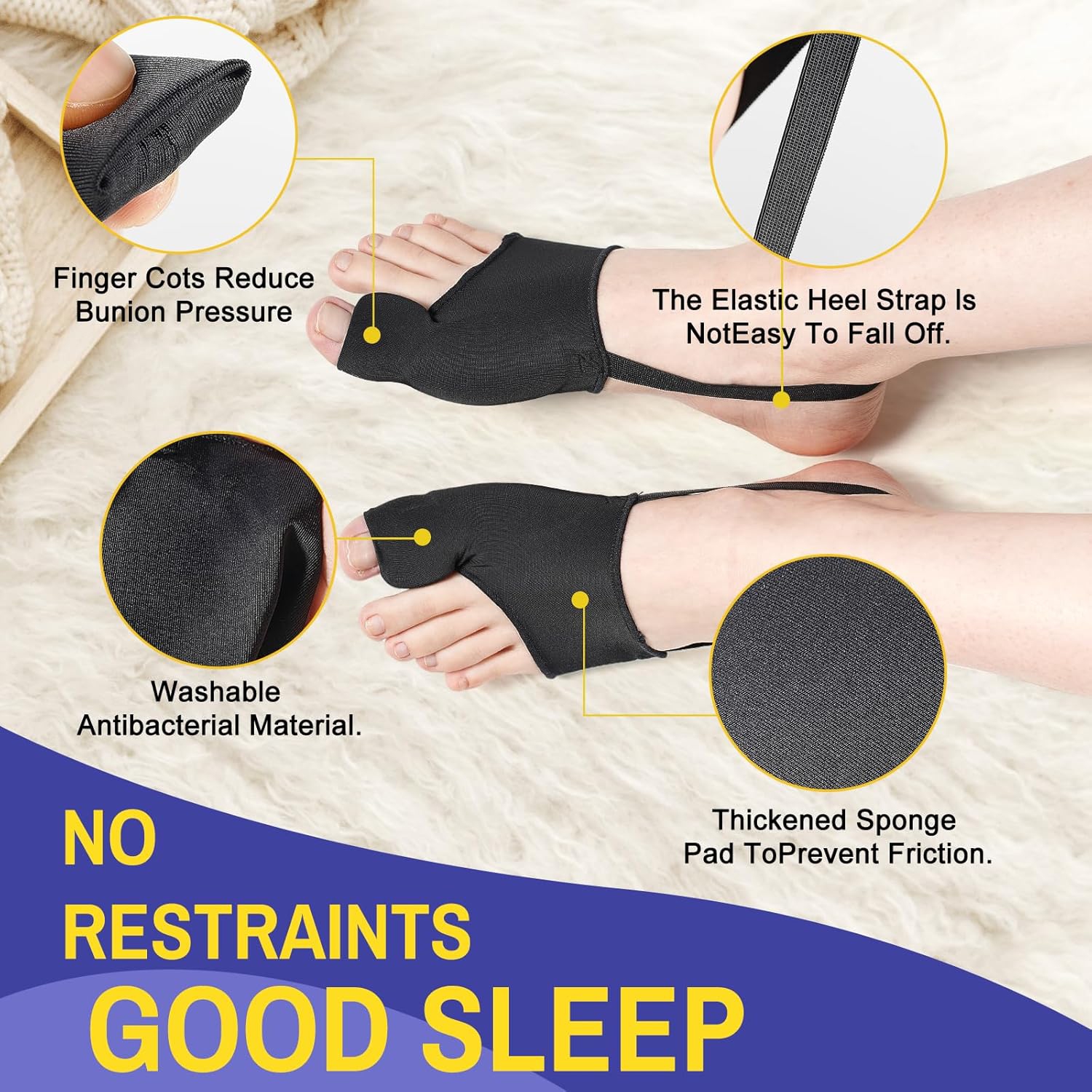 2PCS Bunion Corrector for Women & Men Big Toe Straightener,Bunions Correction Splint-Bunion Pads for Bunion Relief,Breathable Day & Night