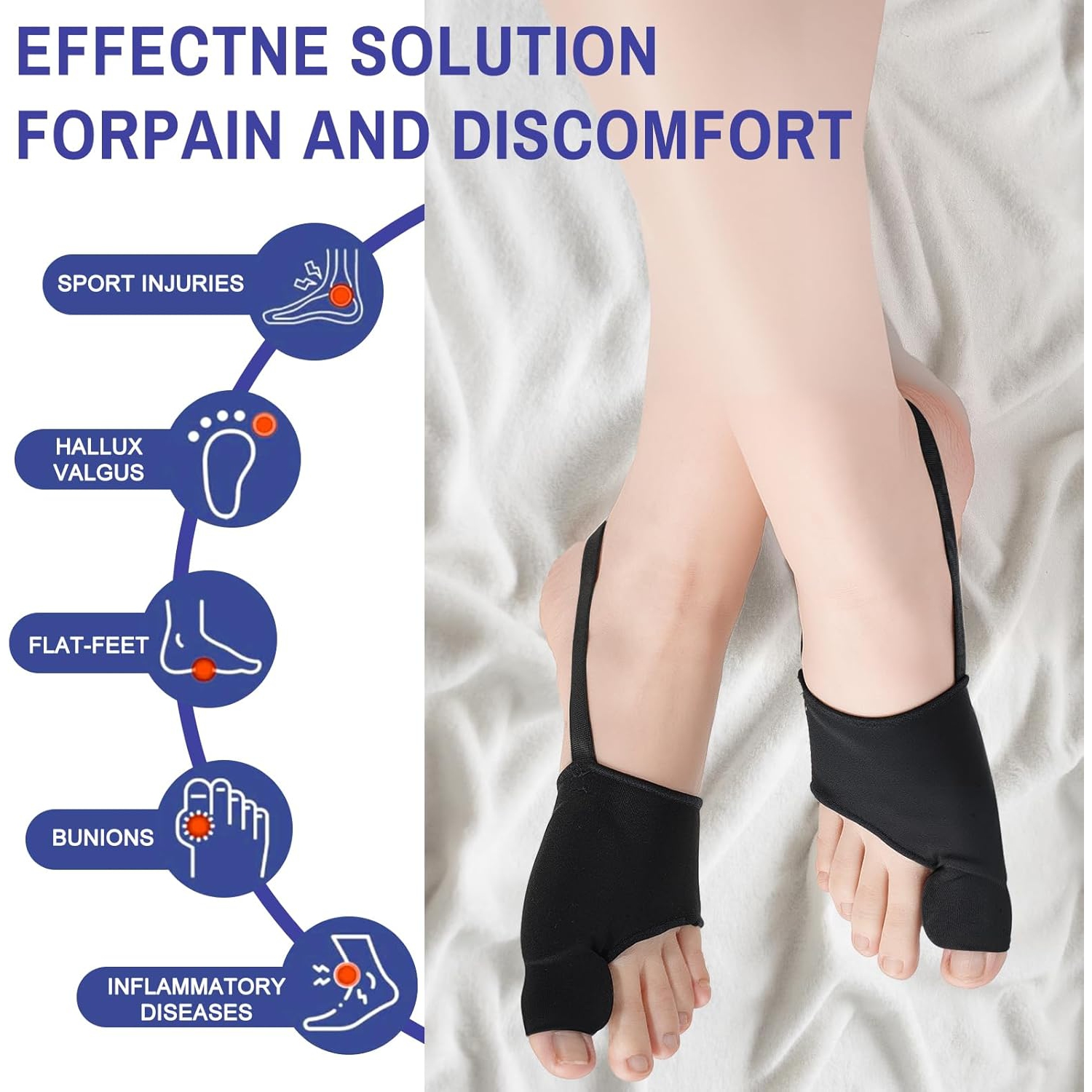 2PCS Bunion Corrector for Women & Men Big Toe Straightener,Bunions Correction Splint-Bunion Pads for Bunion Relief,Breathable Day & Night