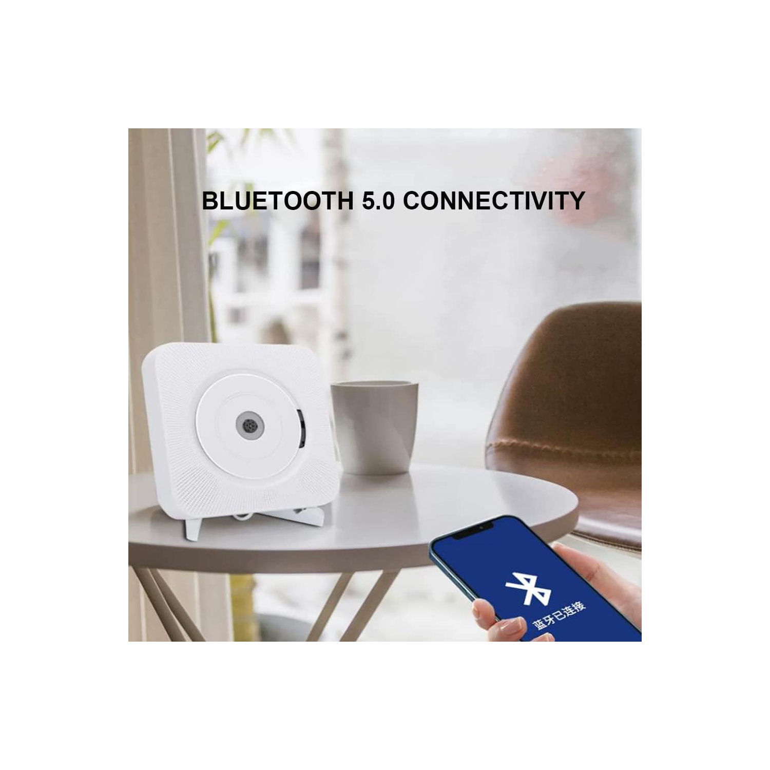 Lecteur CD mural, lecteur CD maison portatif avec télécommande, prise en charge de CD/Bluetooth/radio FM/disque U/auxiliaire, lecture en boucle et