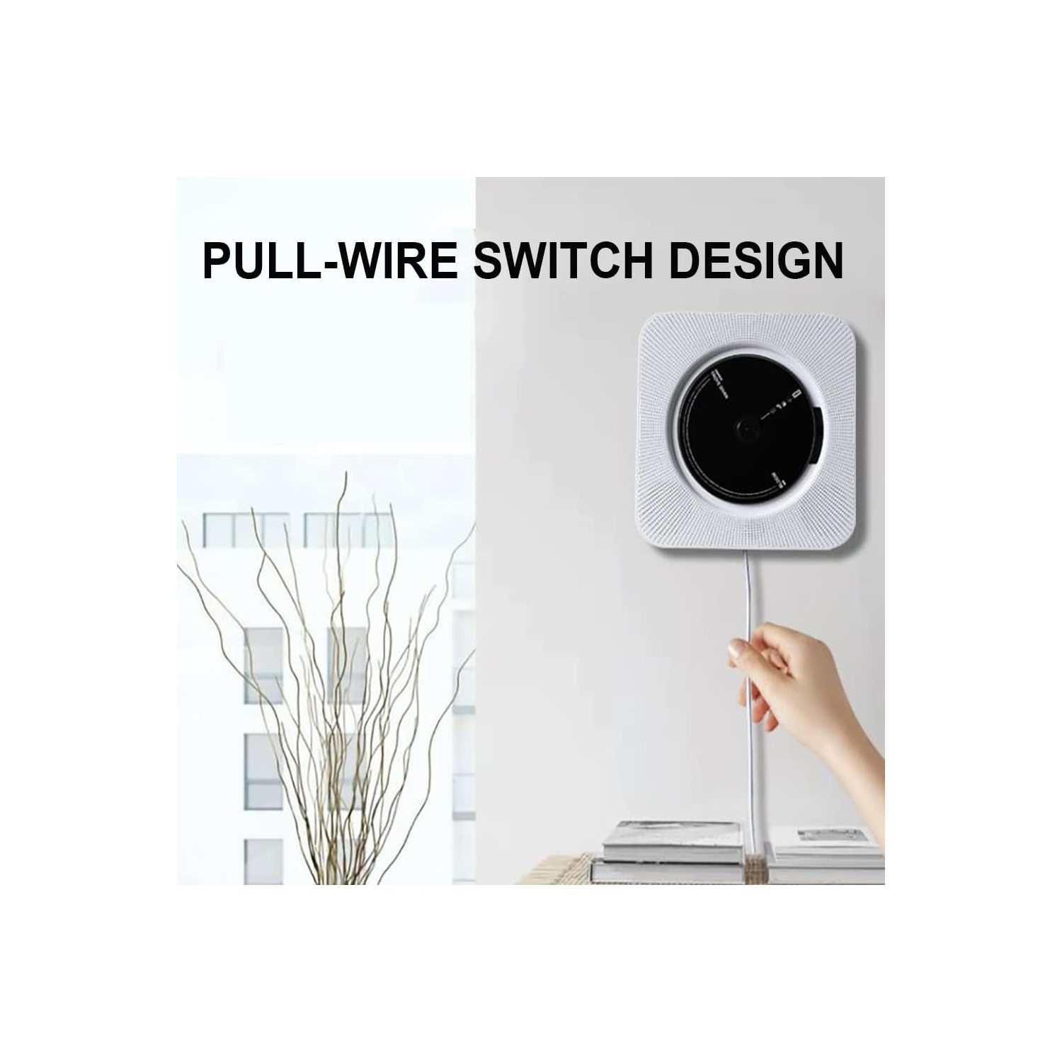 Wall-mounted CD player, portable home CD player with remote control, supports CD/Bluetooth/FM radio/U disk/AUX, with loop playback and AB repeat