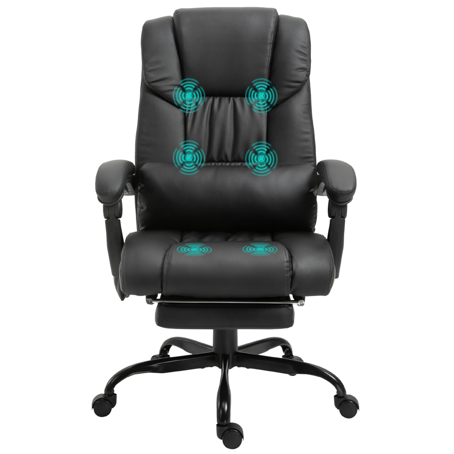 Vinsetto Massage Office Chair with 6 Vibration Points and Remote, Faux Leather Executive Office Chair with Adjustable Height, Retractable Footrest, Black