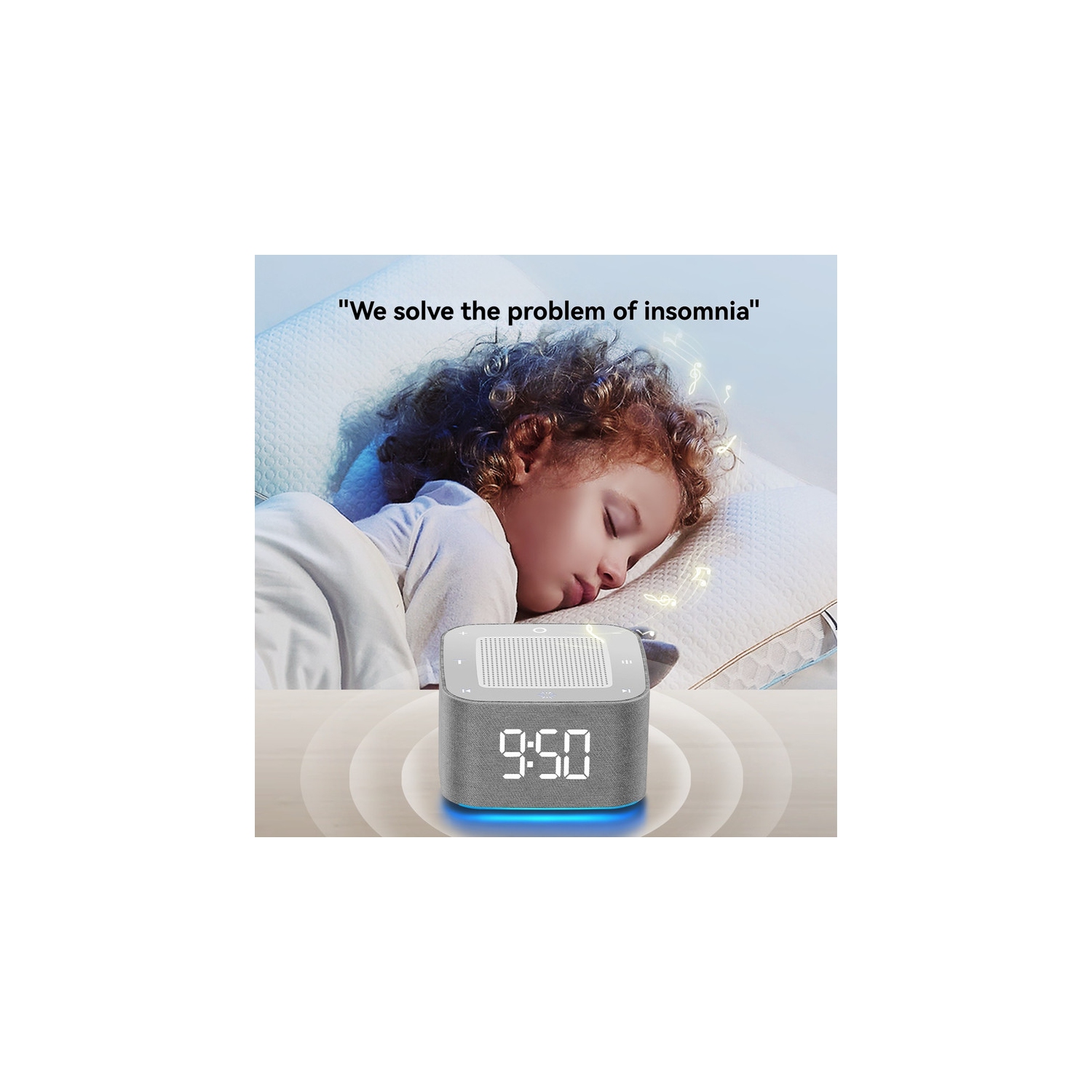 White Noise Sleeper, 32 Sounds Smart White Noise Machine, 8 Hours Battery Life, with Bluetooth, RGB Night Light and Alarm Clock - Portable Sleep Aid