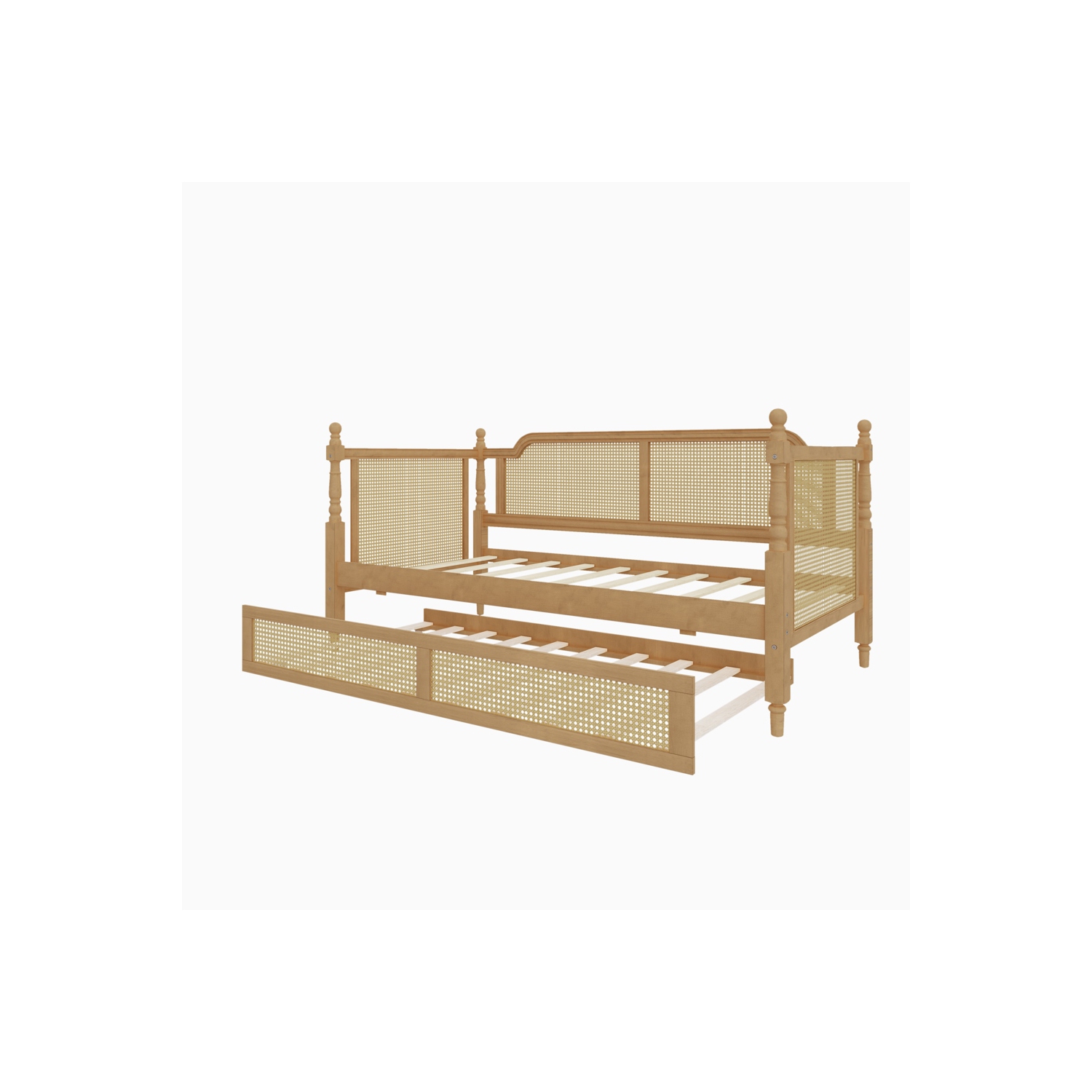Kepooman Traditional Style Rattan Twin Size Daybed with Twin Size Trundle - Antique Walnut