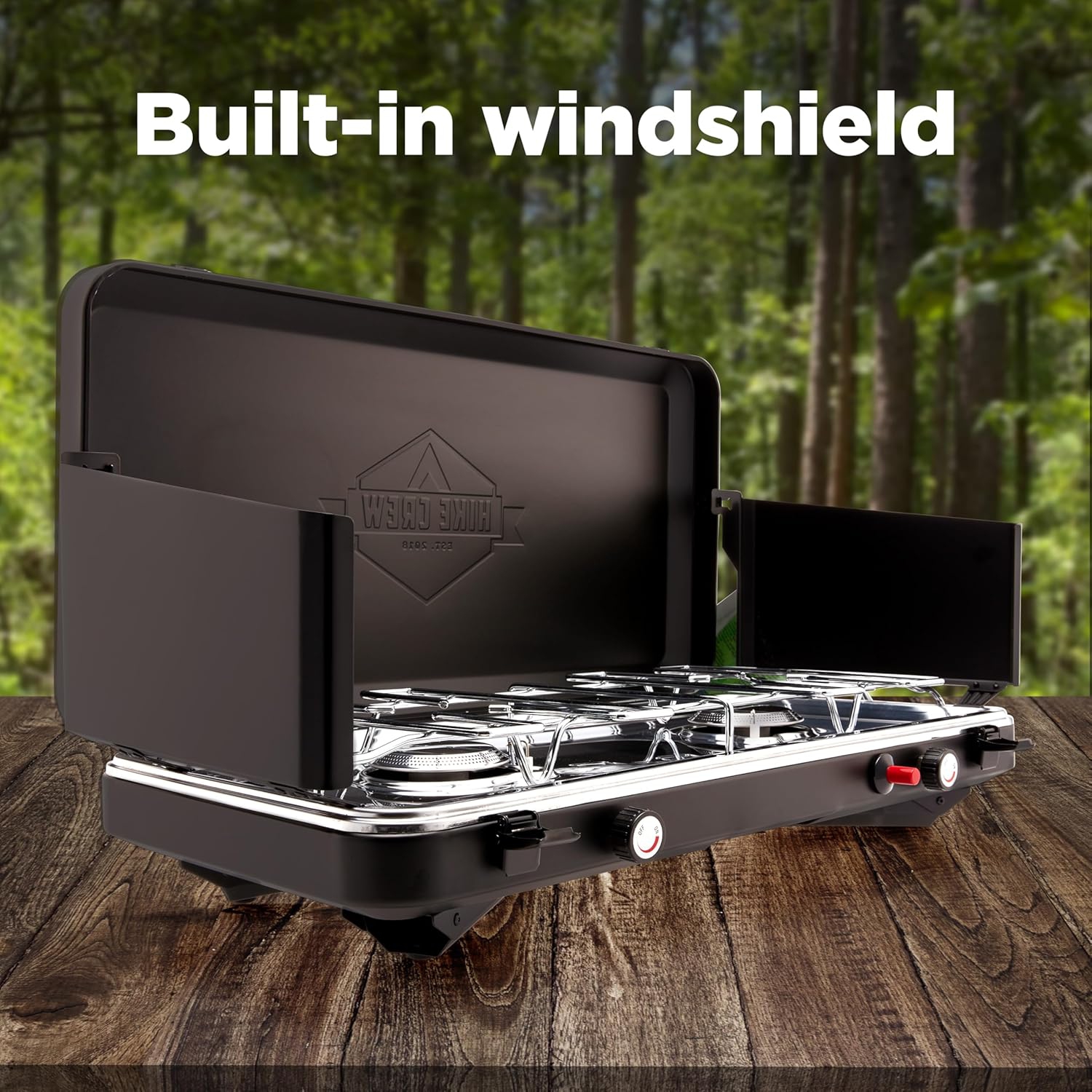 Hike Crew 2-Burner Gas Camping Stove - 20,000 BTU Propane Portable Grill with Igniter & More!