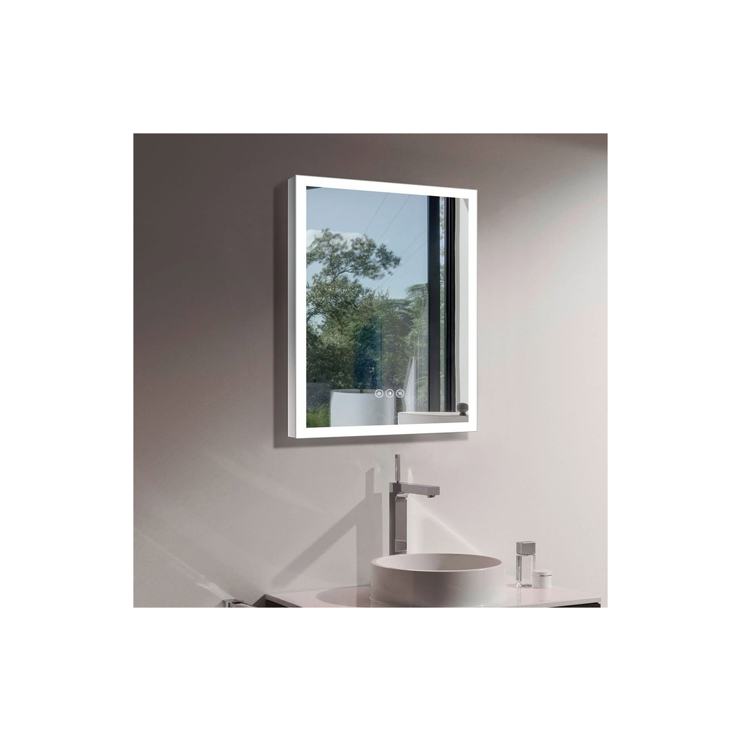 Whirlwell LED Bathroom Mirror, 20 x 28 in, Slim Lights, Touch Button, Dimmable, Anti-Fog, Vertical/Horizontal Mounted