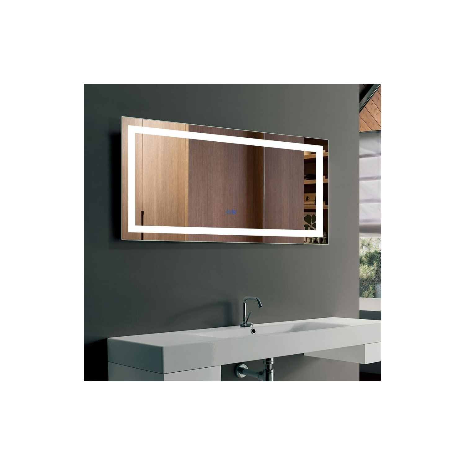 Whirlwell LED Bathroom Mirror, 40 x 28 in, Wide Lights, Touch Button, Dimmable, Anti-Fog, Vertical/Horizontal Mounted