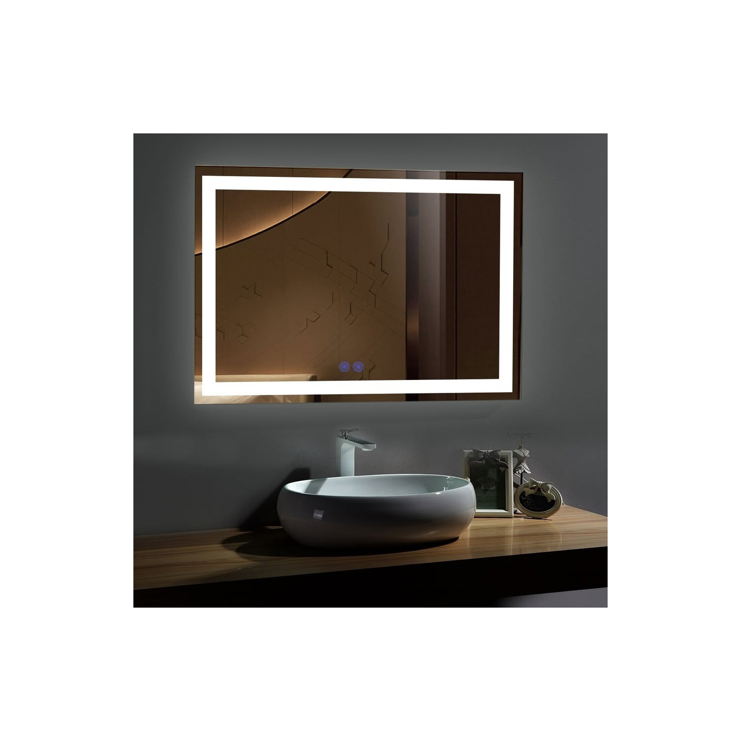 Whirlwell LED Bathroom Mirror, 40 x 28 in, Wide Lights, Touch Button, Dimmable, Anti-Fog, Vertical/Horizontal Mounted