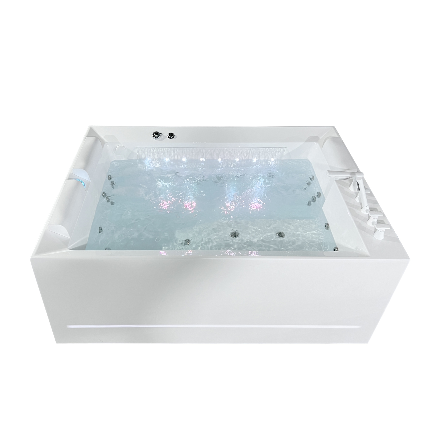 Whirlwell – Baignoire de massage combinée pour 2&nbsp;personnes HIGH-END, 71 x 53&nbsp;po, avec drain central, radiateur