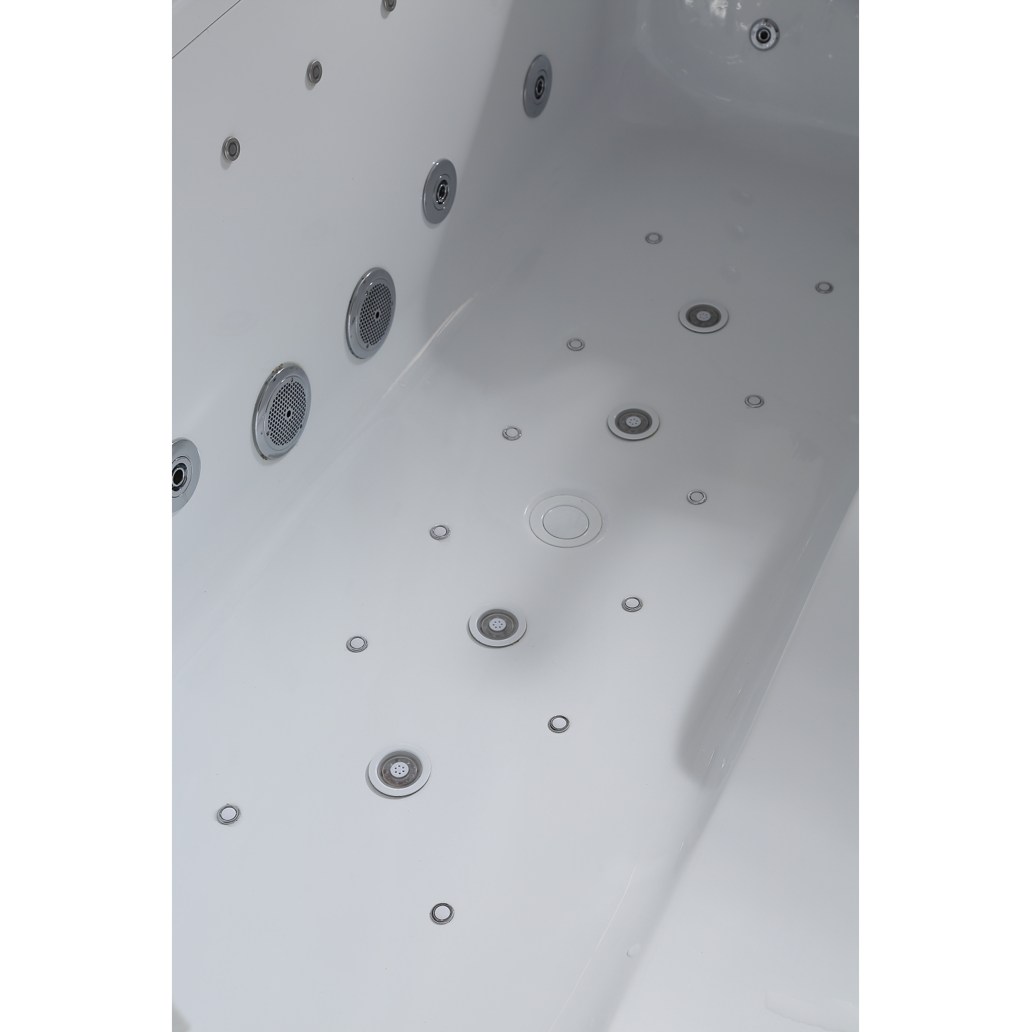 Whirlwell – Baignoire de massage combinée pour 2&nbsp;personnes HIGH-END, 71 x 53&nbsp;po, avec drain central, radiateur