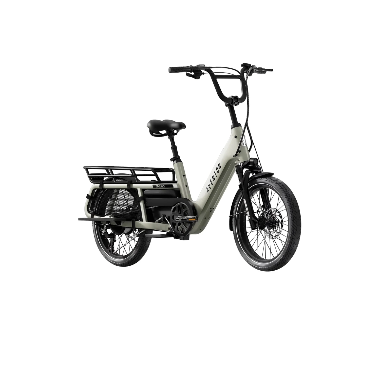 Vélo électrique Abound LR Cargo d'Aventon | Vert sauge | Puissance maximale 1088 W | Vitesse maximale 40 km/H | Portée maximale 96 km
