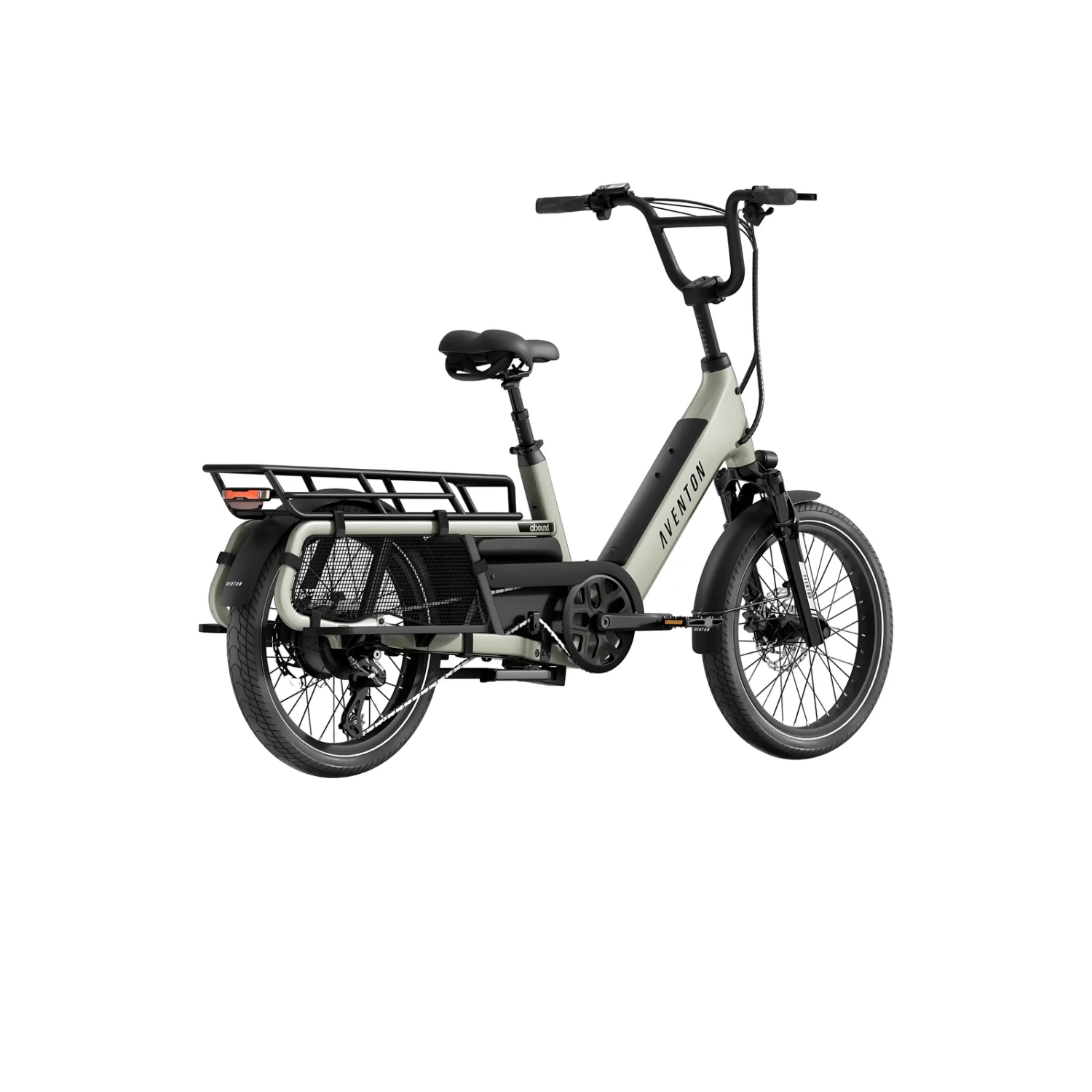 Vélo électrique Abound LR Cargo d'Aventon | Vert sauge | Puissance maximale 1088 W | Vitesse maximale 40 km/H | Portée maximale 96 km
