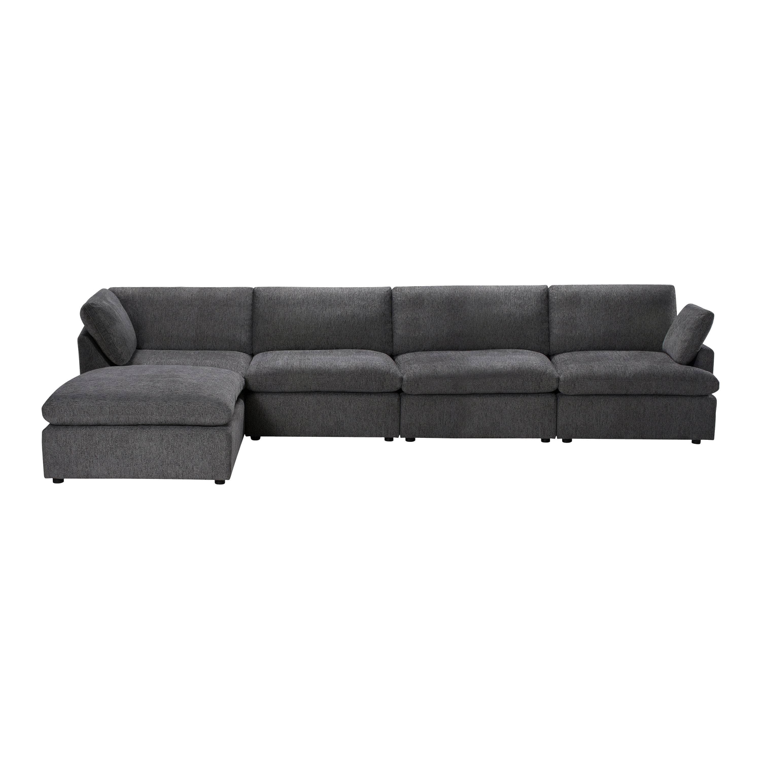 Urban Cali Long Beach Modular L-Shaped Sectional Sofa with Ottoman