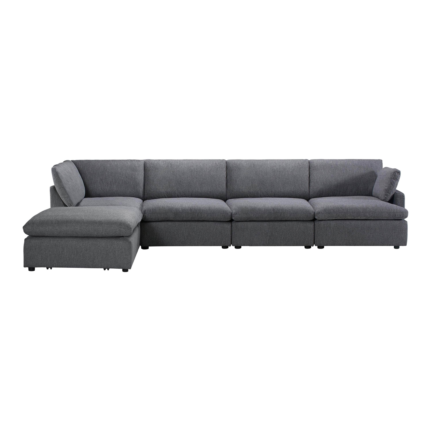Urban Cali Long Beach Modular L-Shaped Sectional Sofa with Ottoman