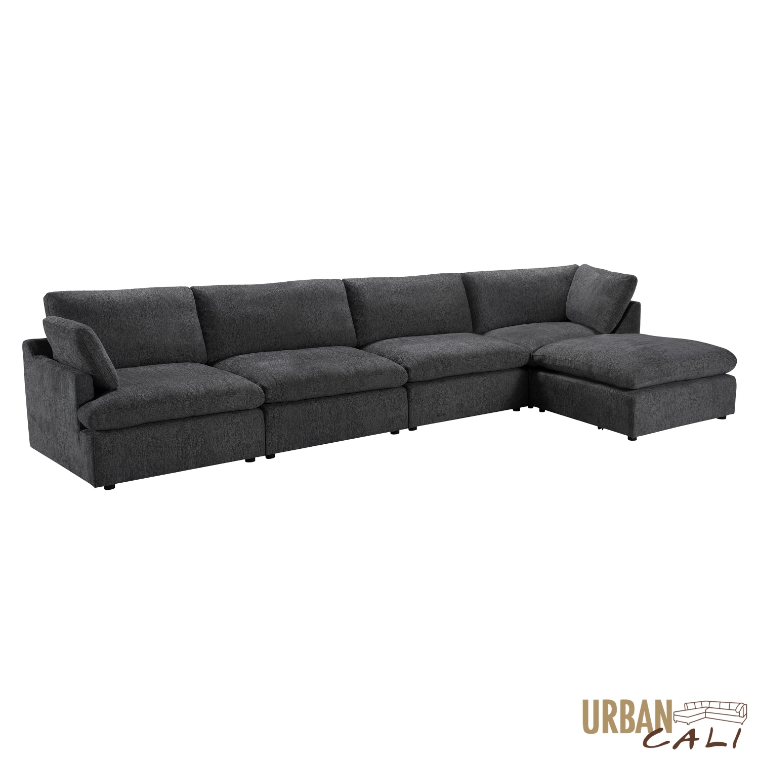 Urban Cali Long Beach Large Modular Sectional Sofa with Ottoman