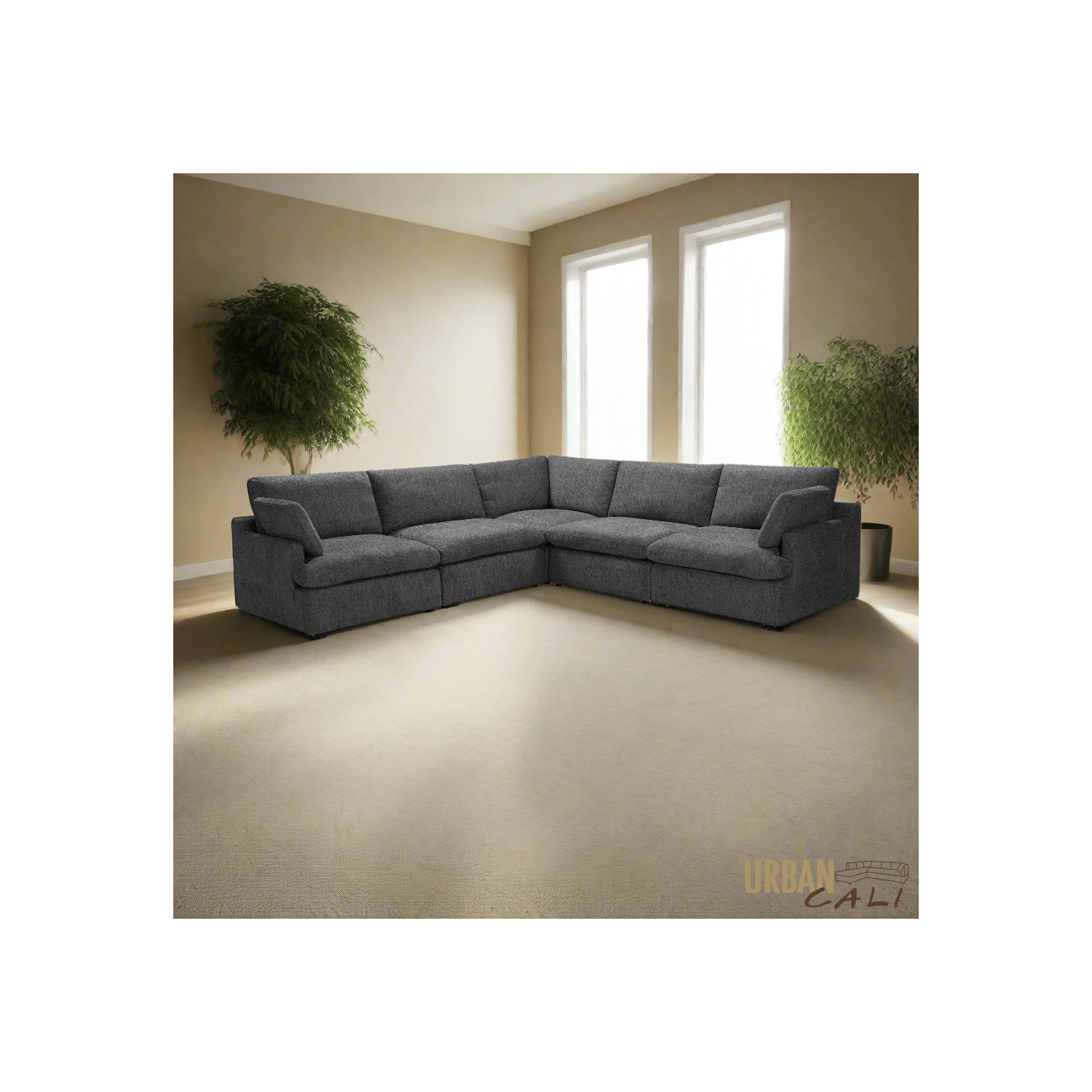 Urban Cali Long Beach Modular Corner Sectional Sofa in Axel Beige