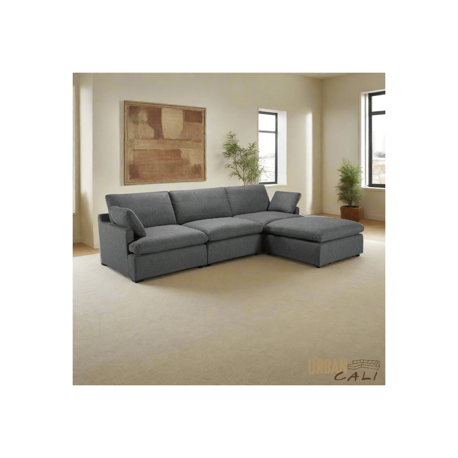 Urban Cali Long Beach Medium Modular Sectional Sofa with Ottoman