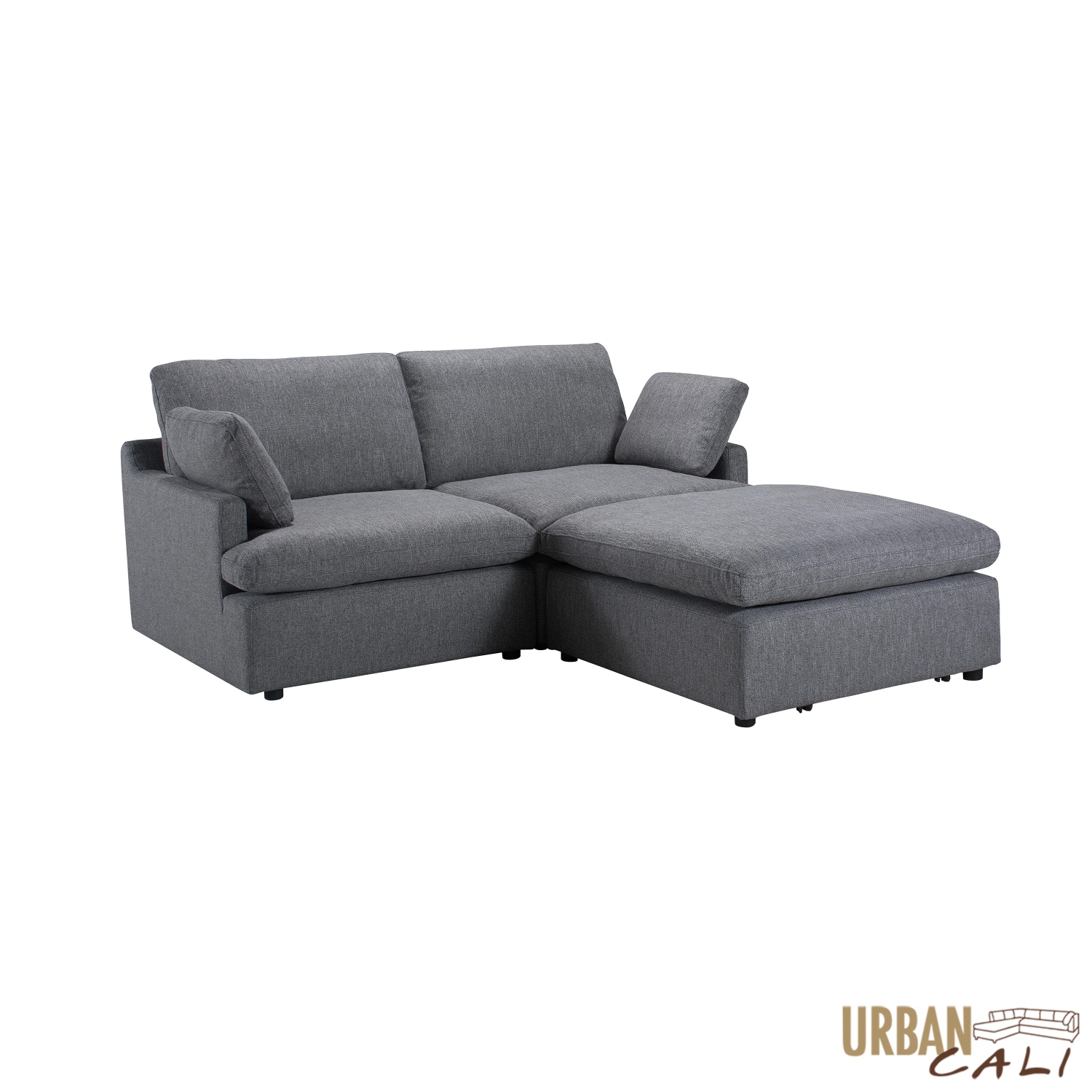 Urban Cali Long Beach Small Modular Sectional Sofa with Ottoman