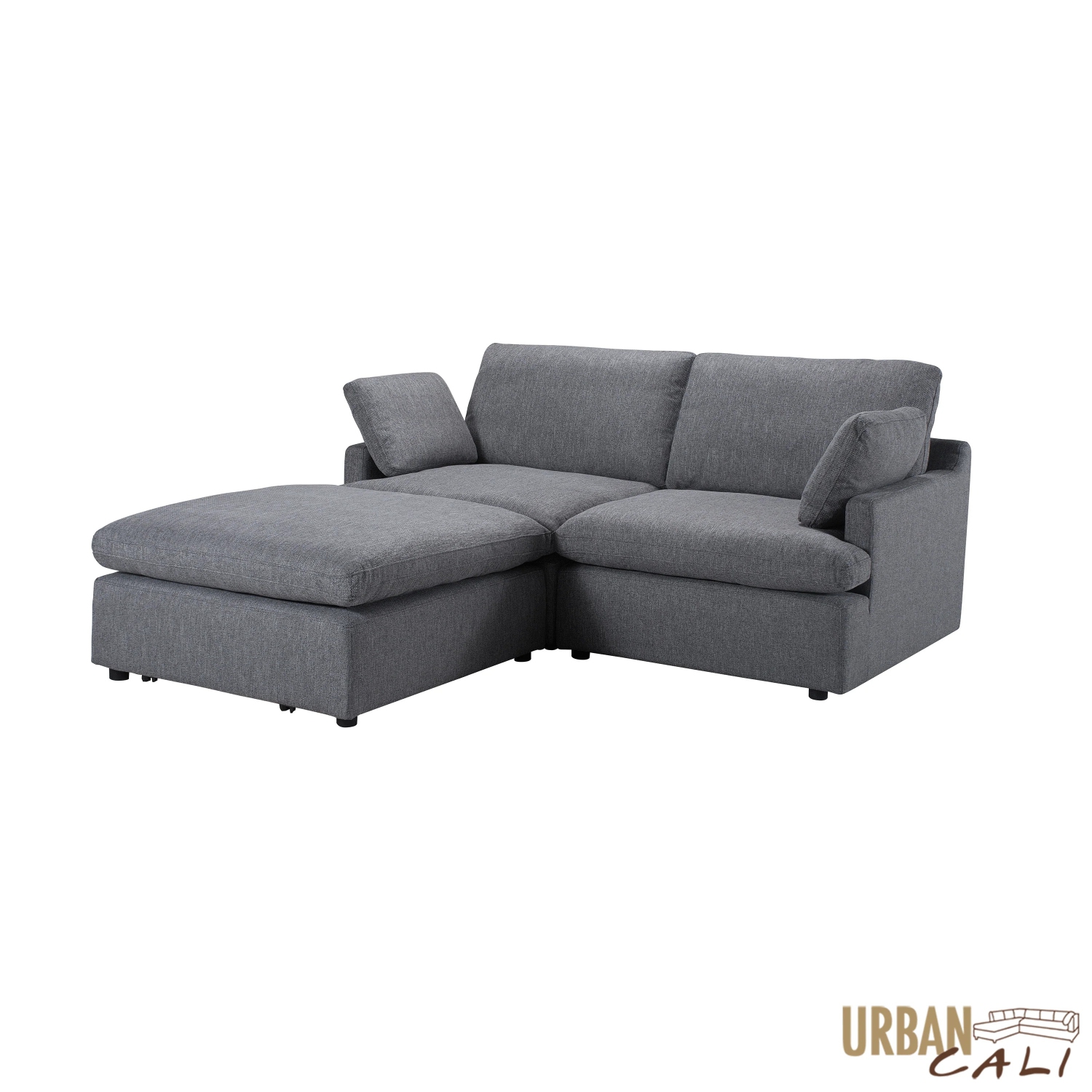 Urban Cali Long Beach Small Modular Sectional Sofa with Ottoman