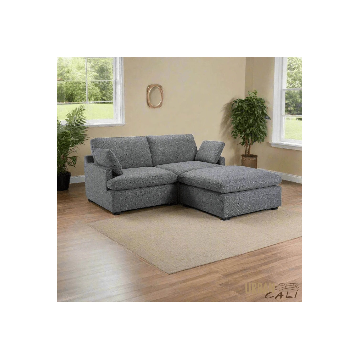 Urban Cali Long Beach Small Modular Sectional Sofa with Ottoman