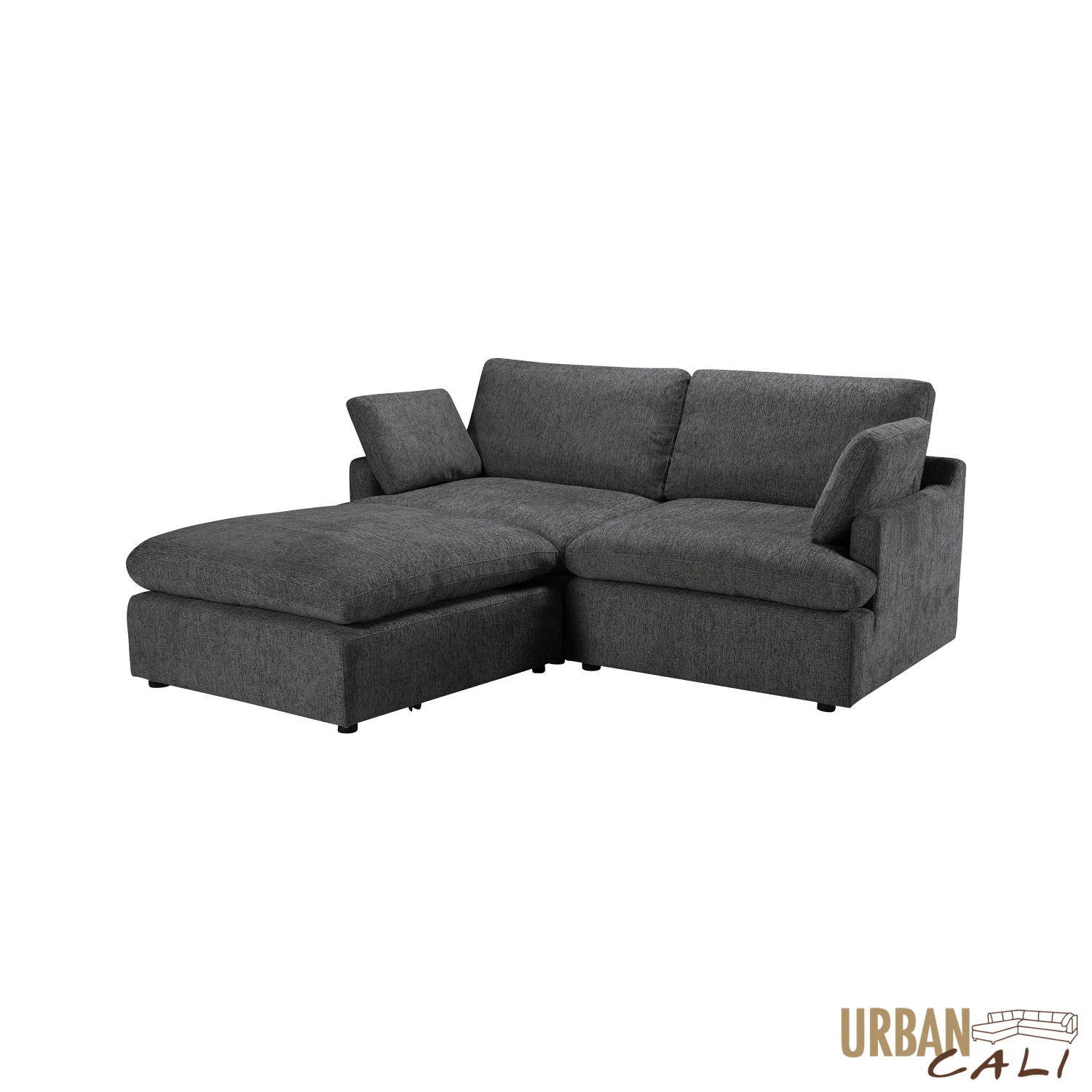 Urban Cali Long Beach Small Modular Sectional Sofa with Ottoman