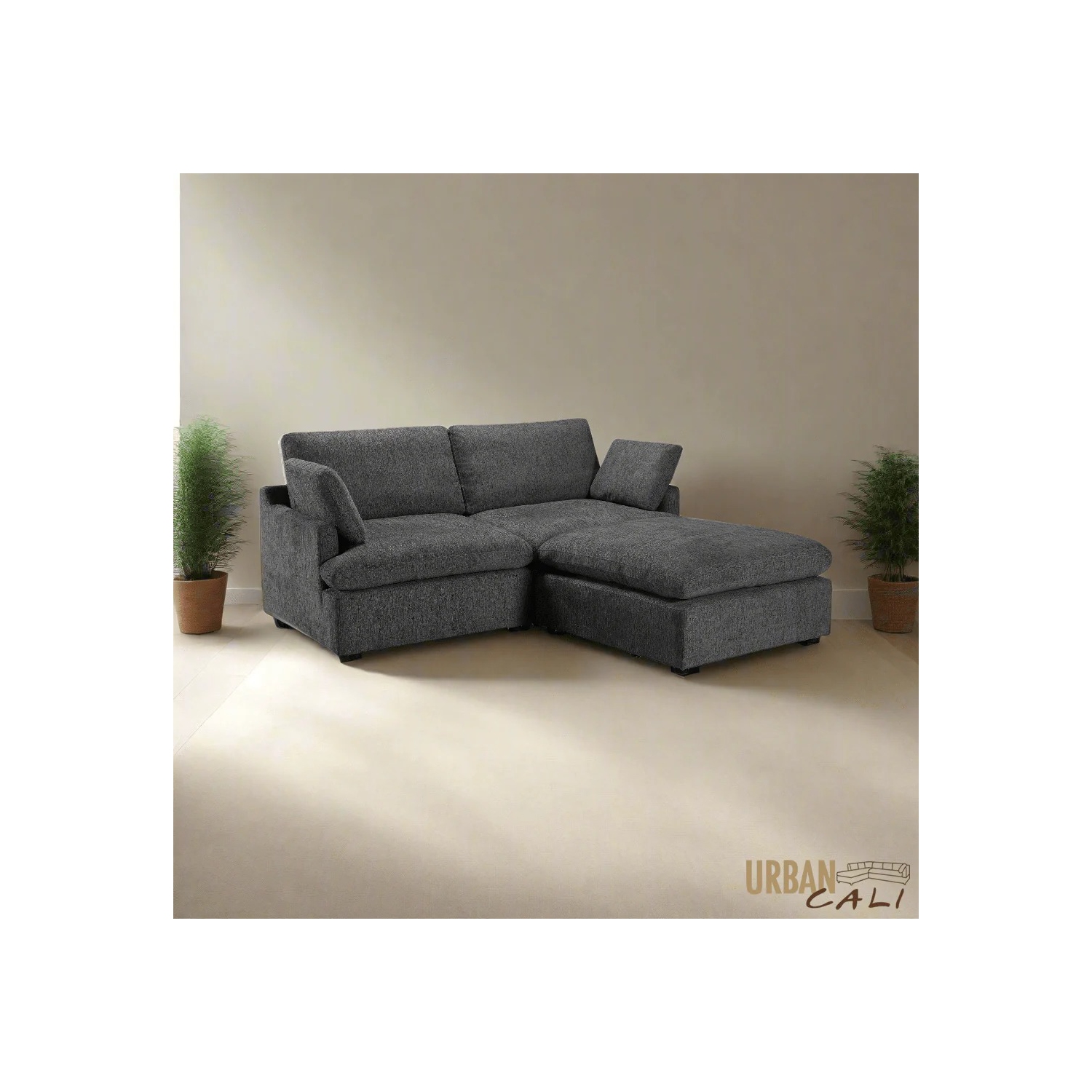 Urban Cali Long Beach Small Modular Sectional Sofa with Ottoman