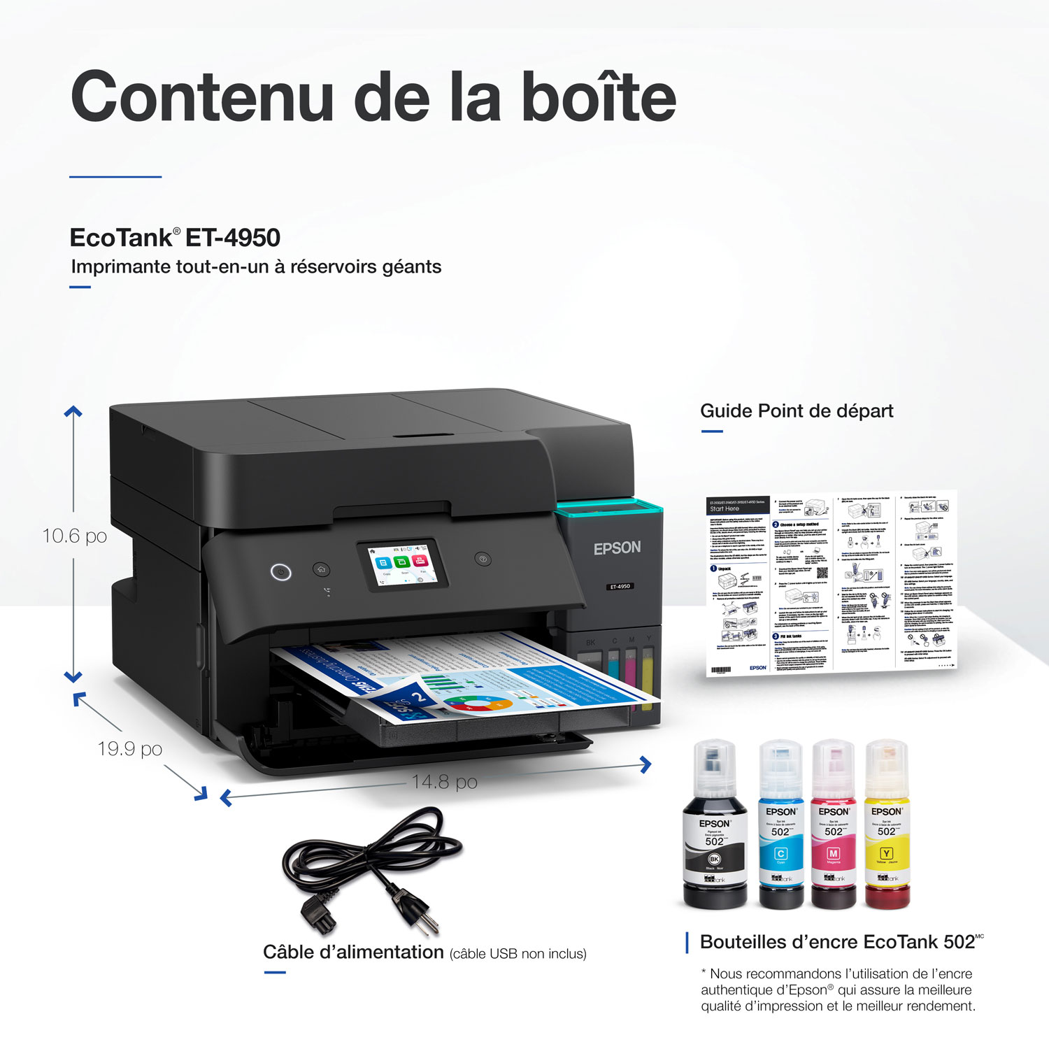Imprimante à jet d'encre tout-en-un sans fil Supertank EcoTank ET-4950 d'Epson - Noir - Exclusivité Best Buy