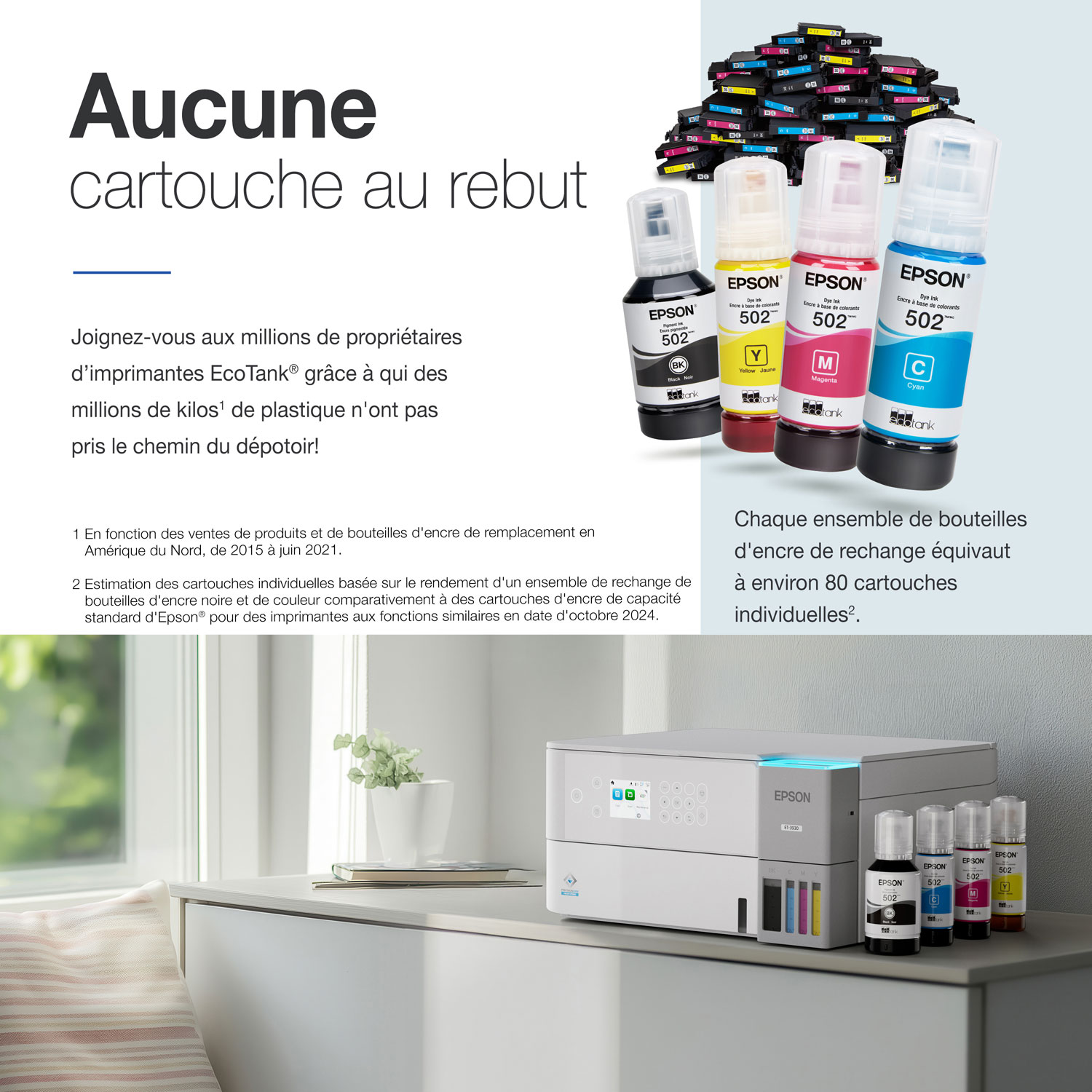 Imprimante à jet encre tout-en-un sans fil EcoTank ET-3930 d'Epson - Blanc