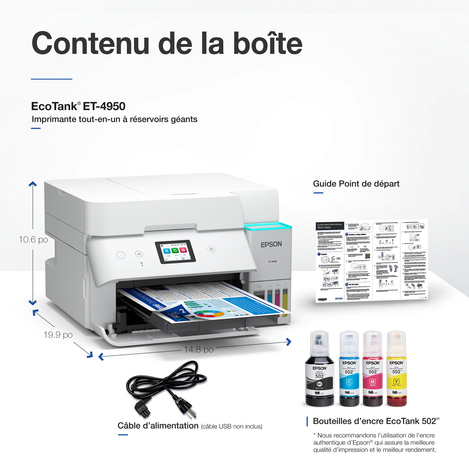 Epson EcoTank ET-4950 Wireless All-In-One Supertank Inkjet Printer - White