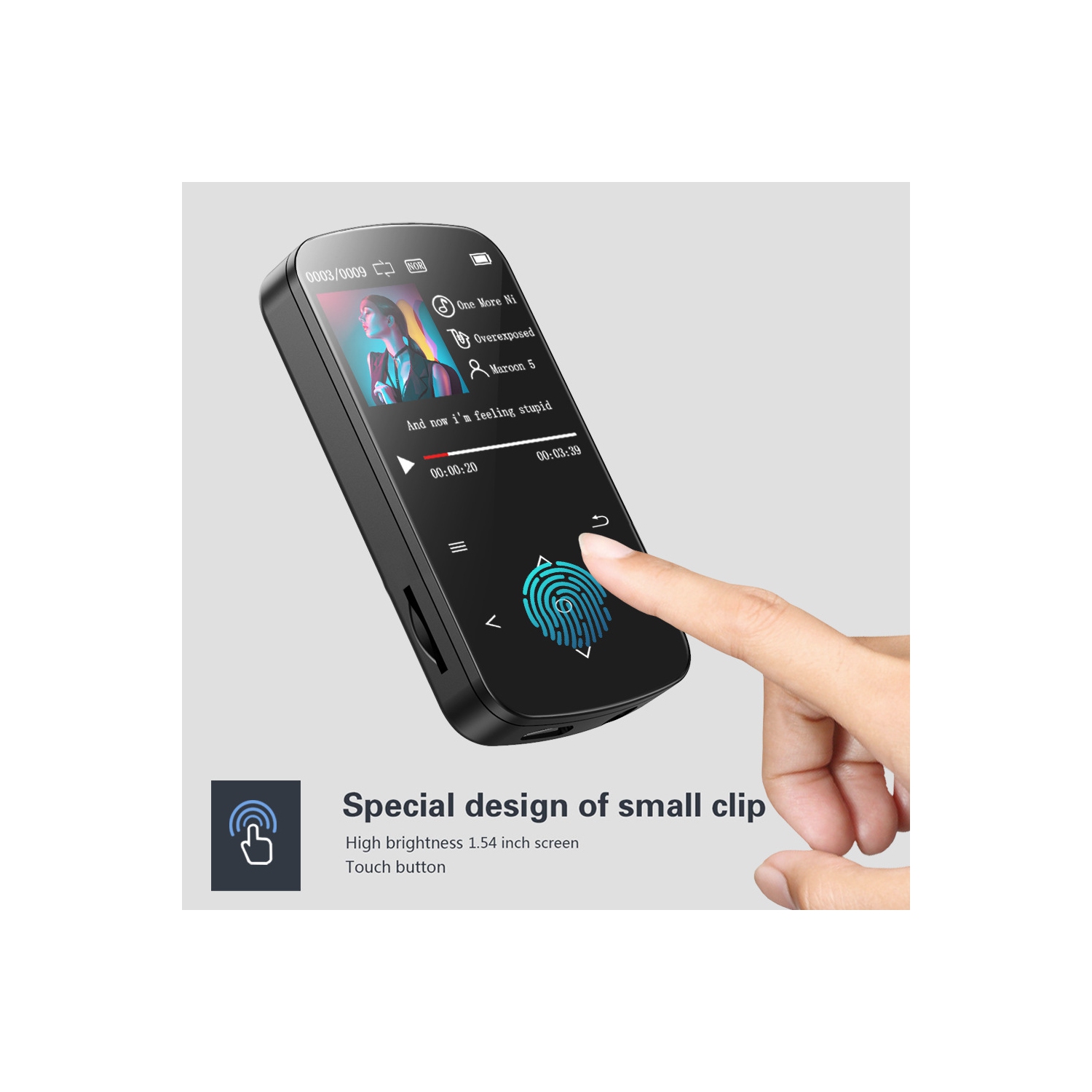 Lecteur MP3 Son haute fidélité sans perte 32 Go Enregistreur vocal Bluetooth Clip Radio FM